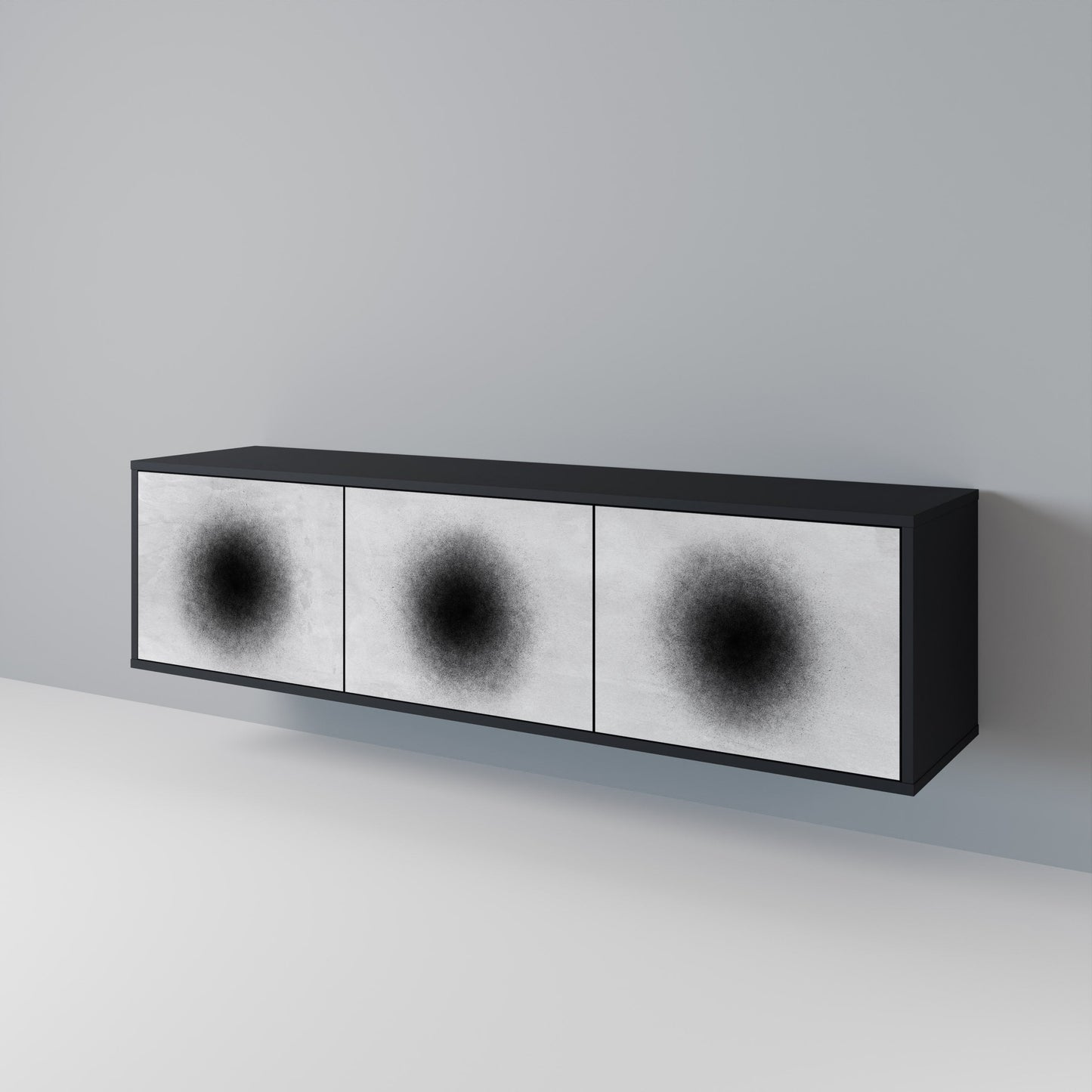Mobile TV BLACK HOLE a 3 ante con finitura nera
