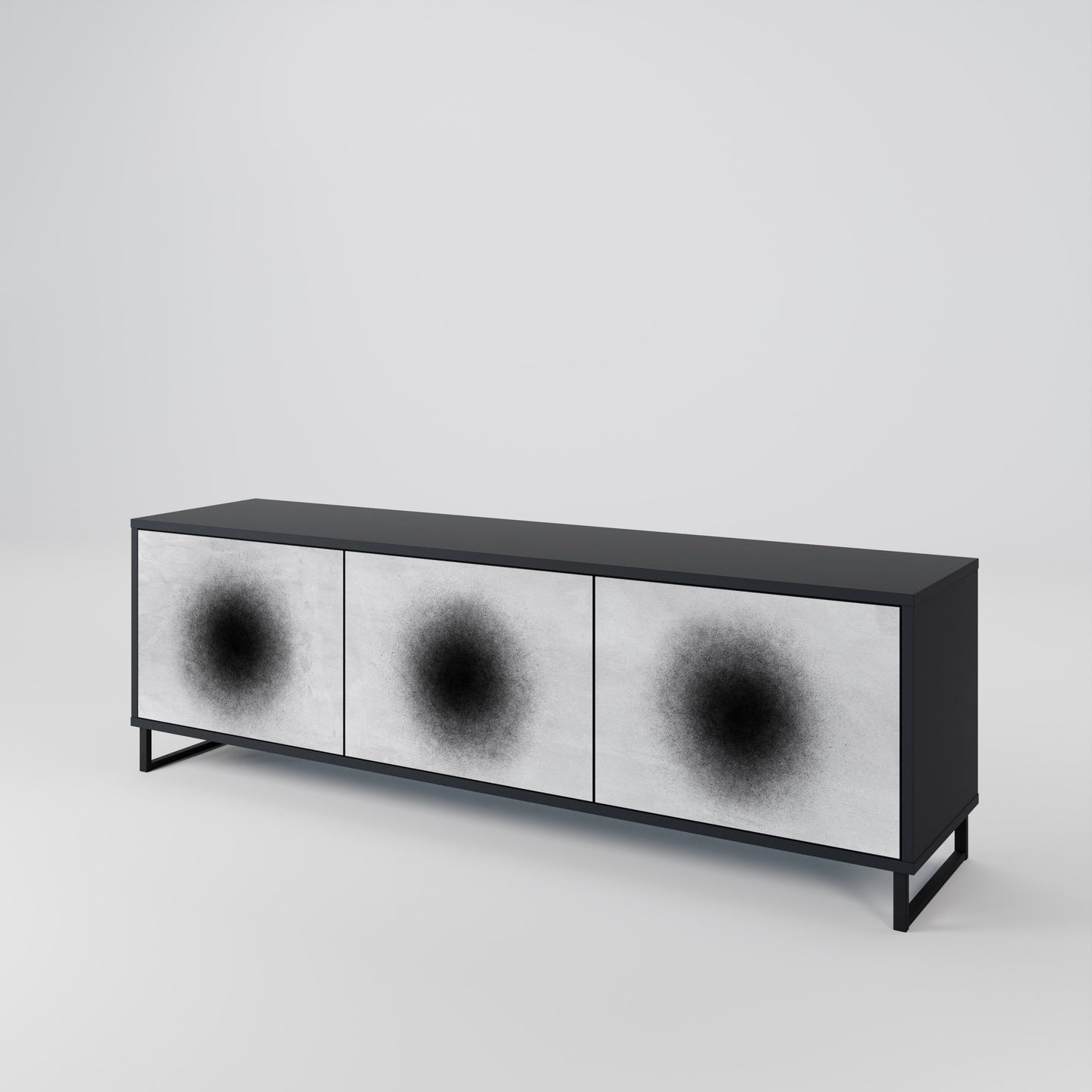 Mobile TV BLACK HOLE a 3 ante con finitura nera
