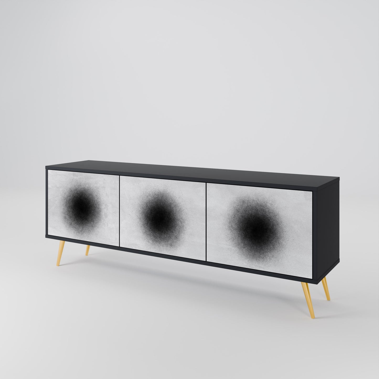 Mobile TV BLACK HOLE a 3 ante con finitura nera