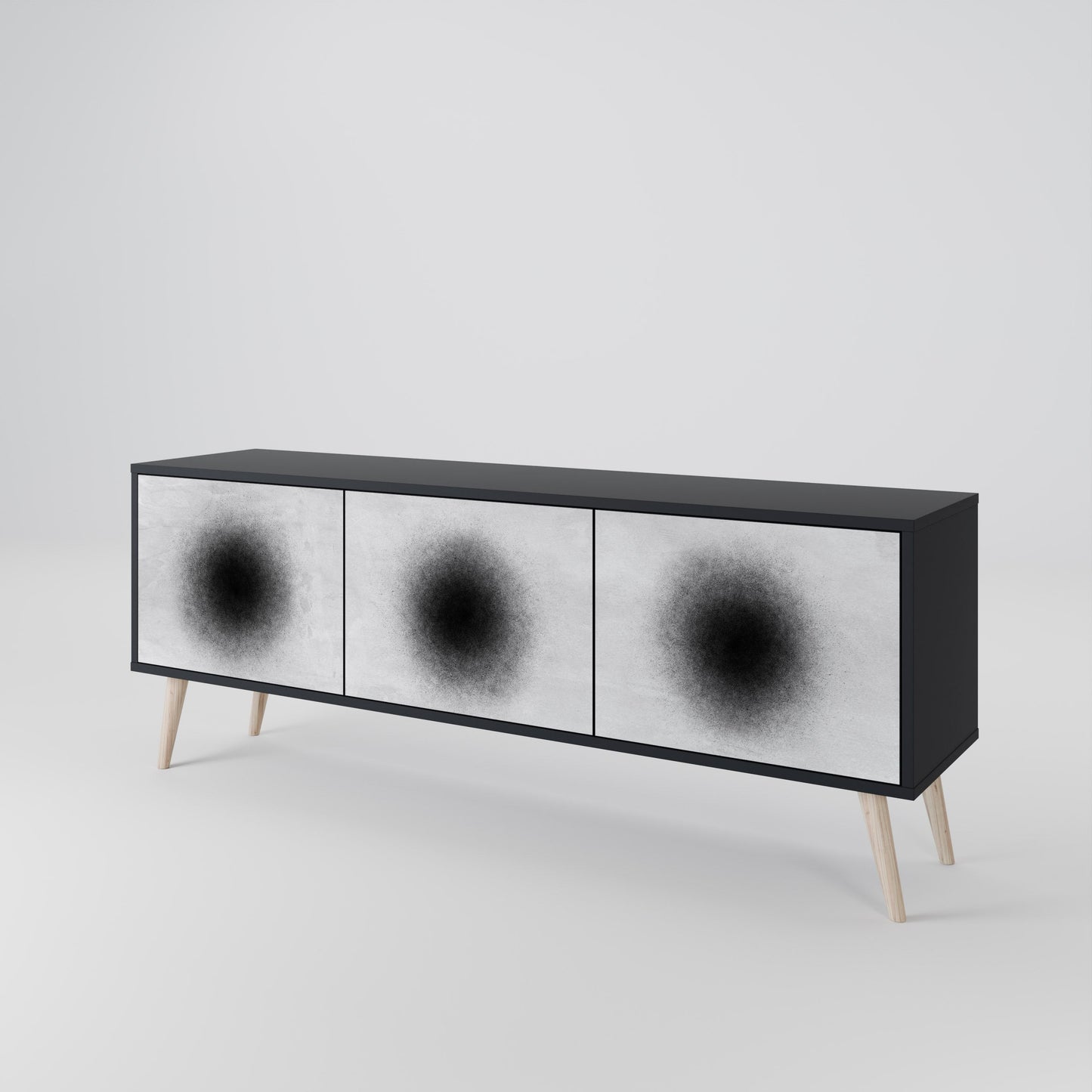 Mobile TV BLACK HOLE a 3 ante con finitura nera