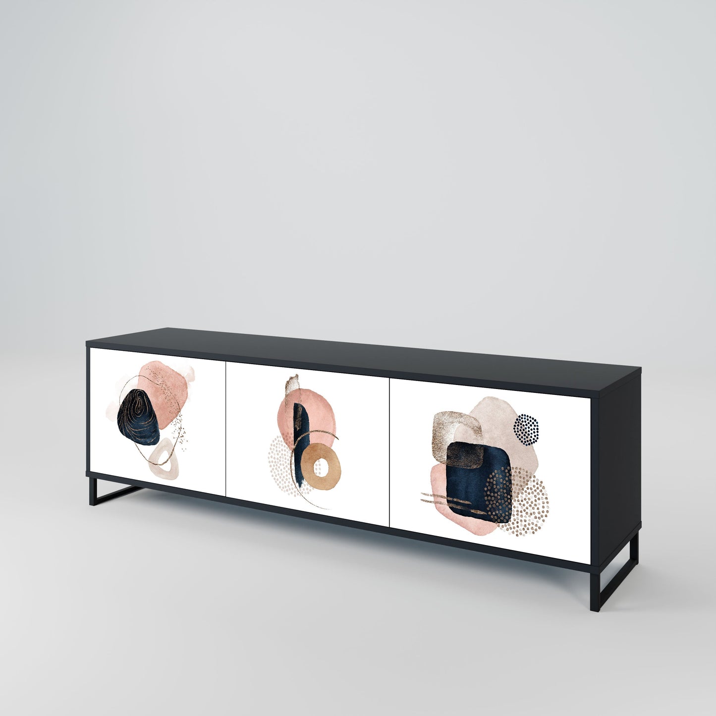 COLORFUL SHAPES 3-Door TV Stand in Black Finish