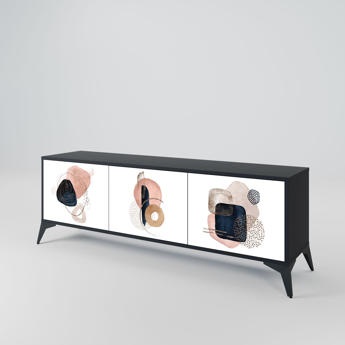 COLORFUL SHAPES 3-Door TV Stand in Black Finish