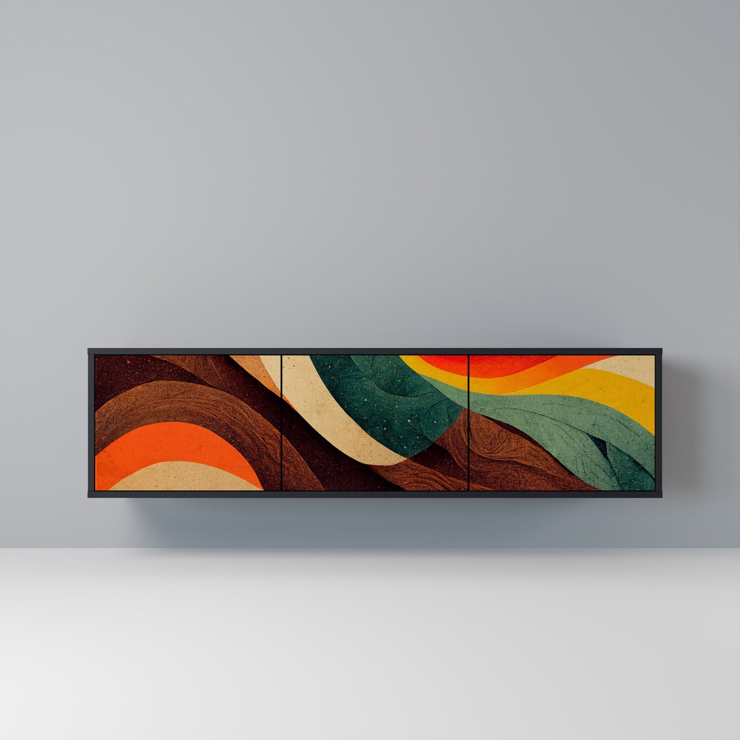 Mobile TV a 3 ante COLORFUL STRANDS in finitura nera