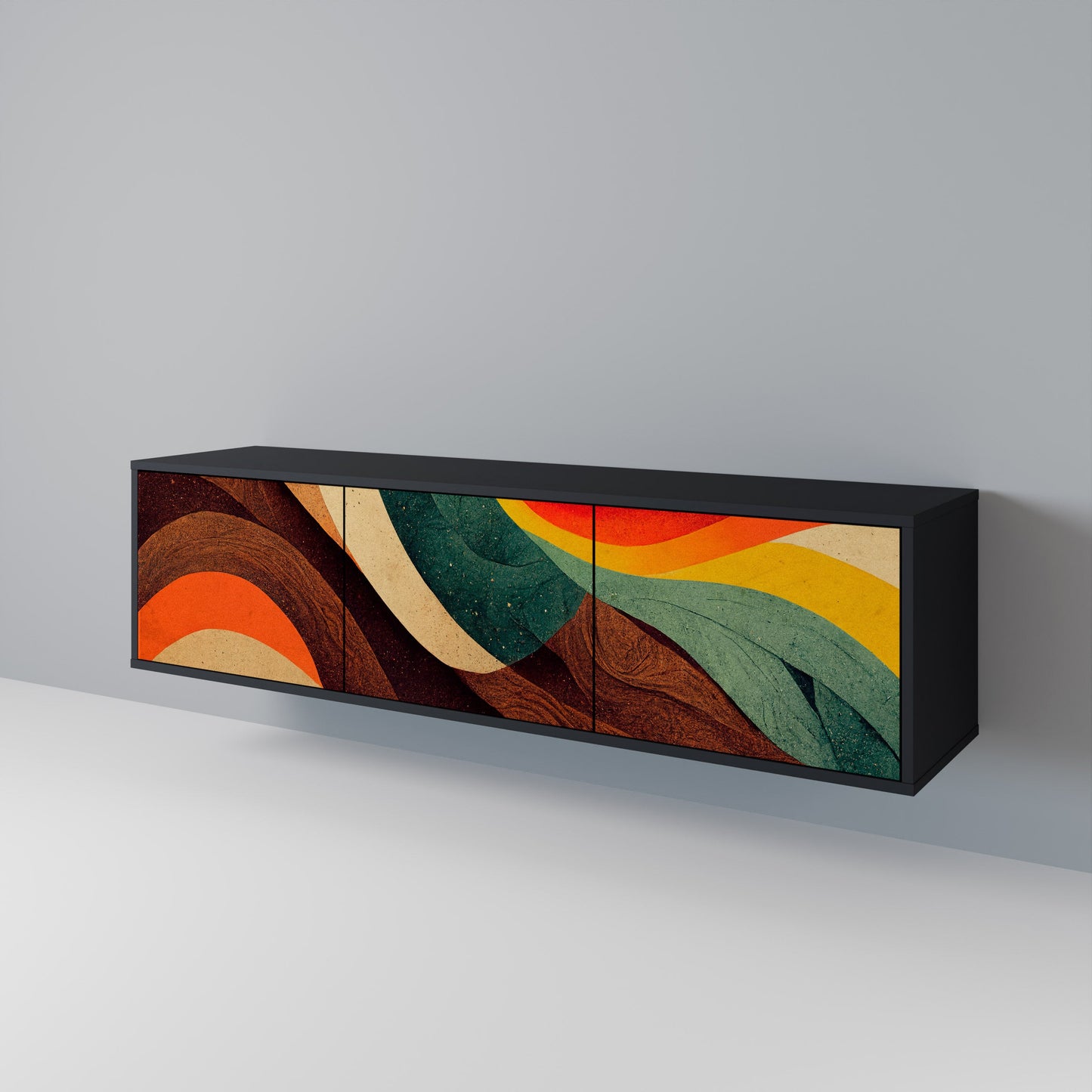Mobile TV a 3 ante COLORFUL STRANDS in finitura nera