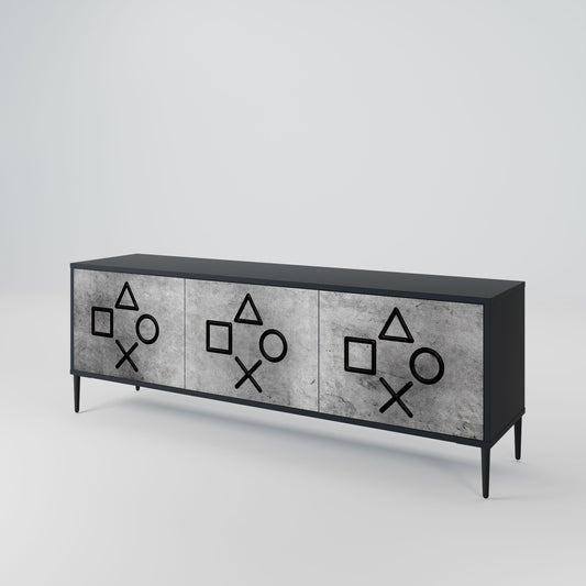 GAMER CHOICE 3-Door TV Stand in Black Finish