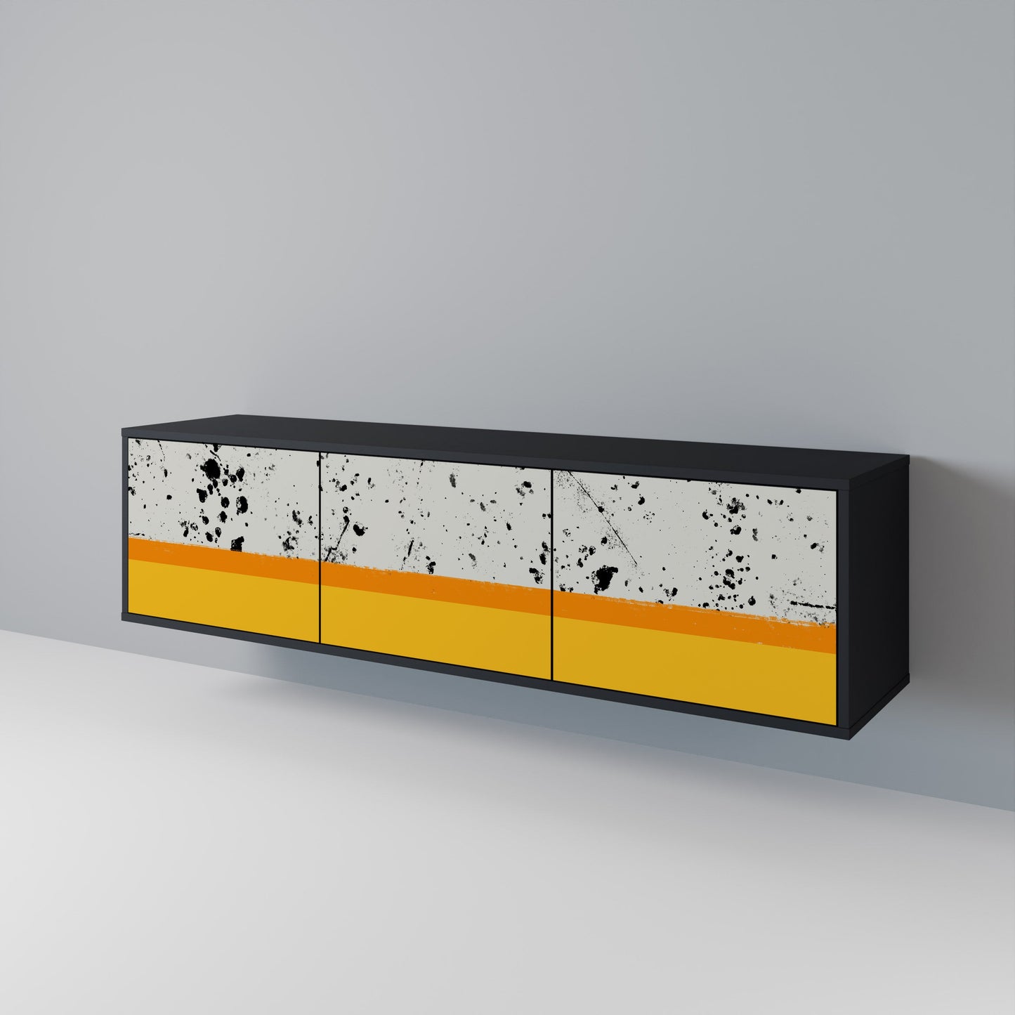 Mobile TV a 3 ante DYED BY ORANGE con finitura nera