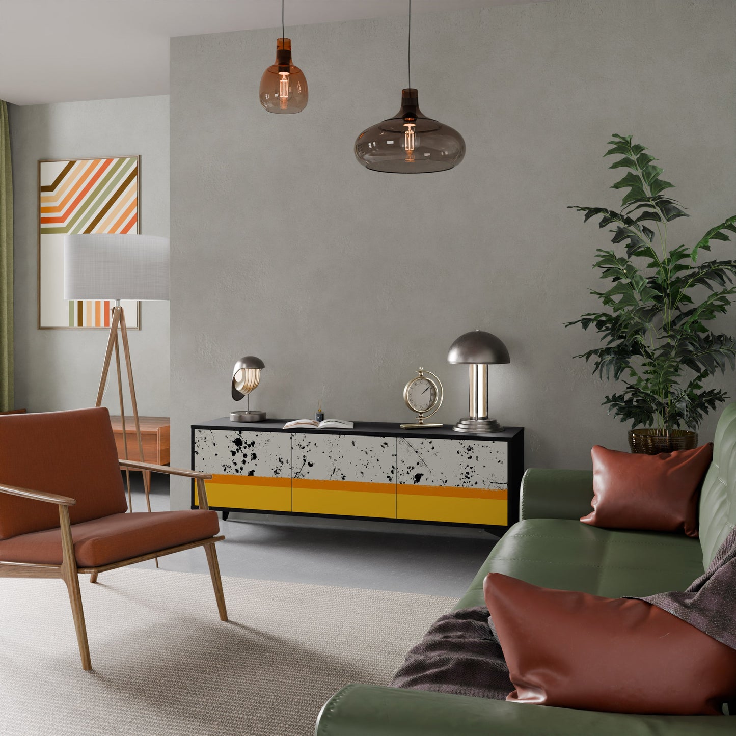 Mobile TV a 3 ante DYED BY ORANGE con finitura nera
