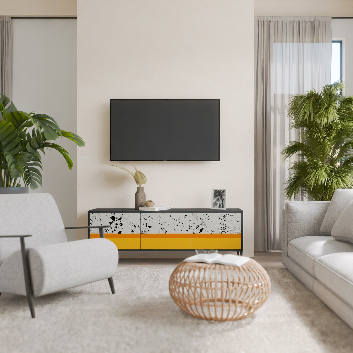 Mobile TV a 3 ante DYED BY ORANGE con finitura nera