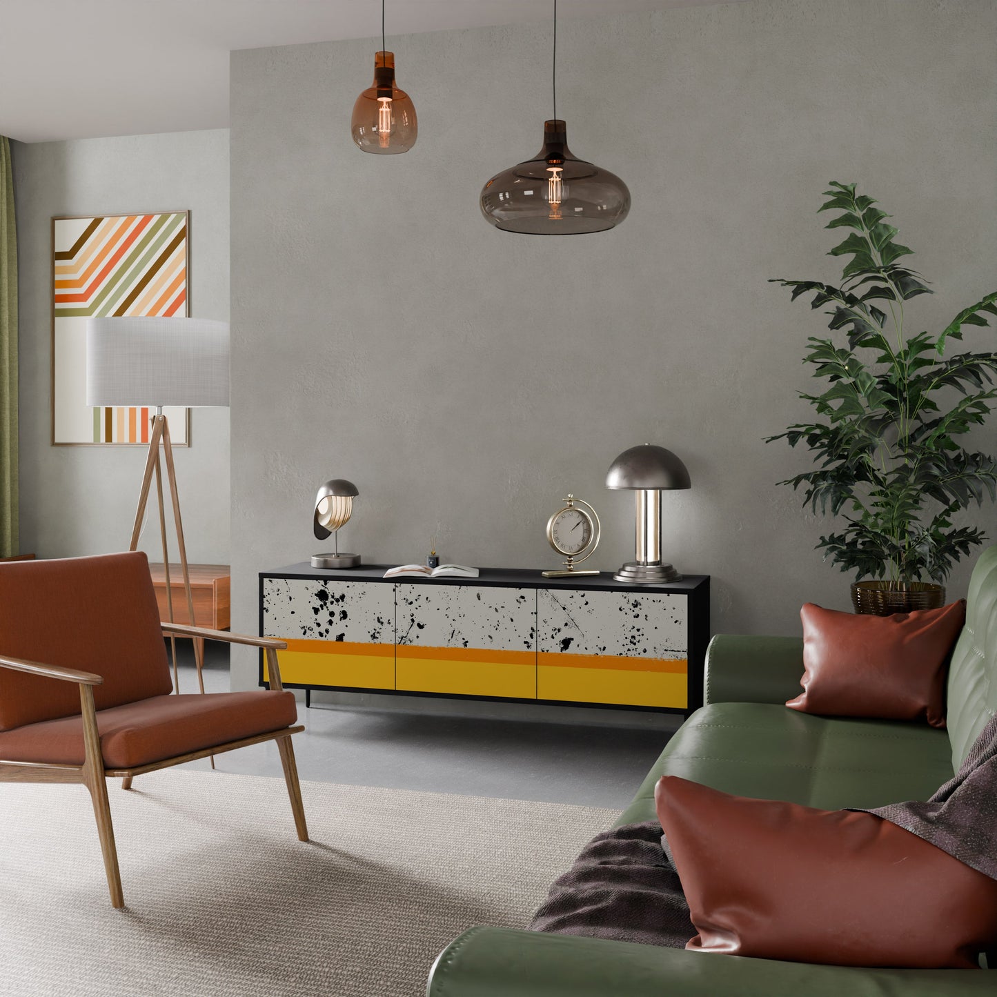Mobile TV a 3 ante DYED BY ORANGE con finitura nera