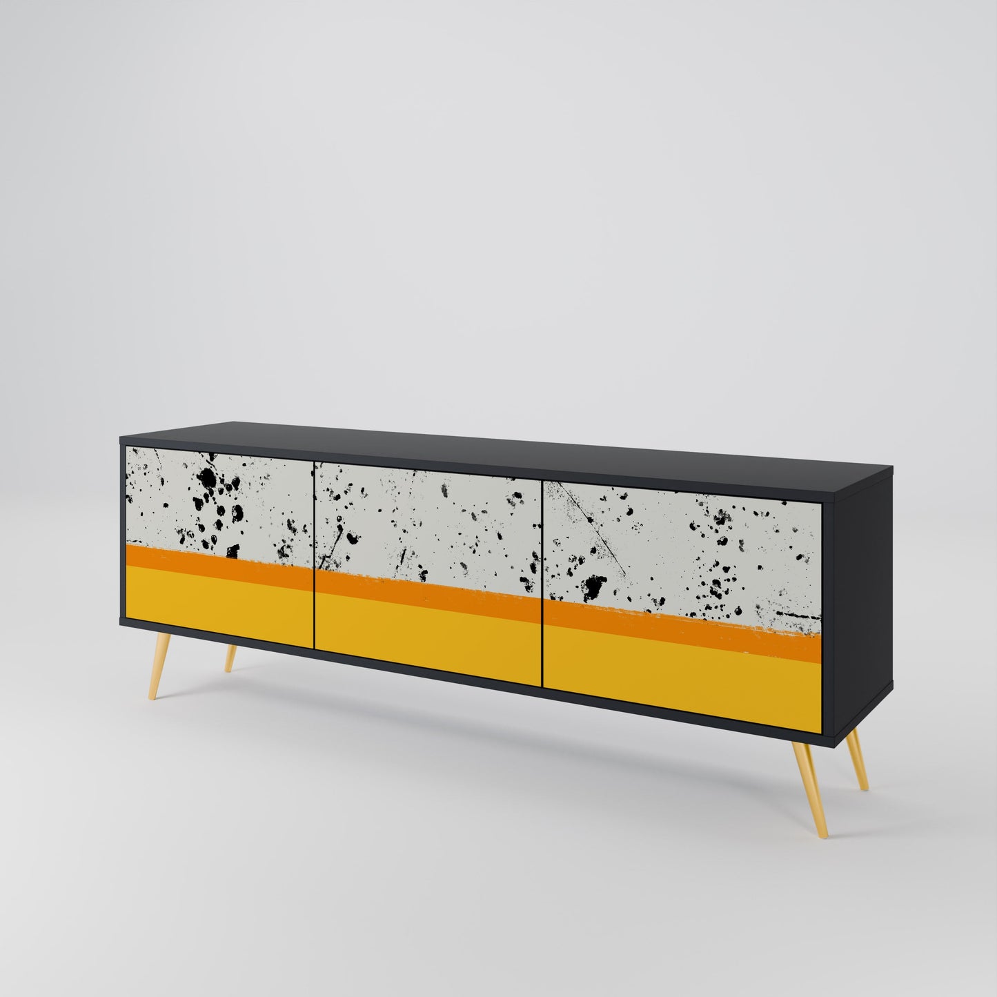 Mobile TV a 3 ante DYED BY ORANGE con finitura nera