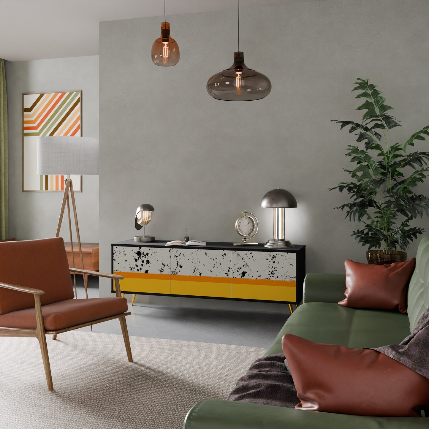 Mobile TV a 3 ante DYED BY ORANGE con finitura nera