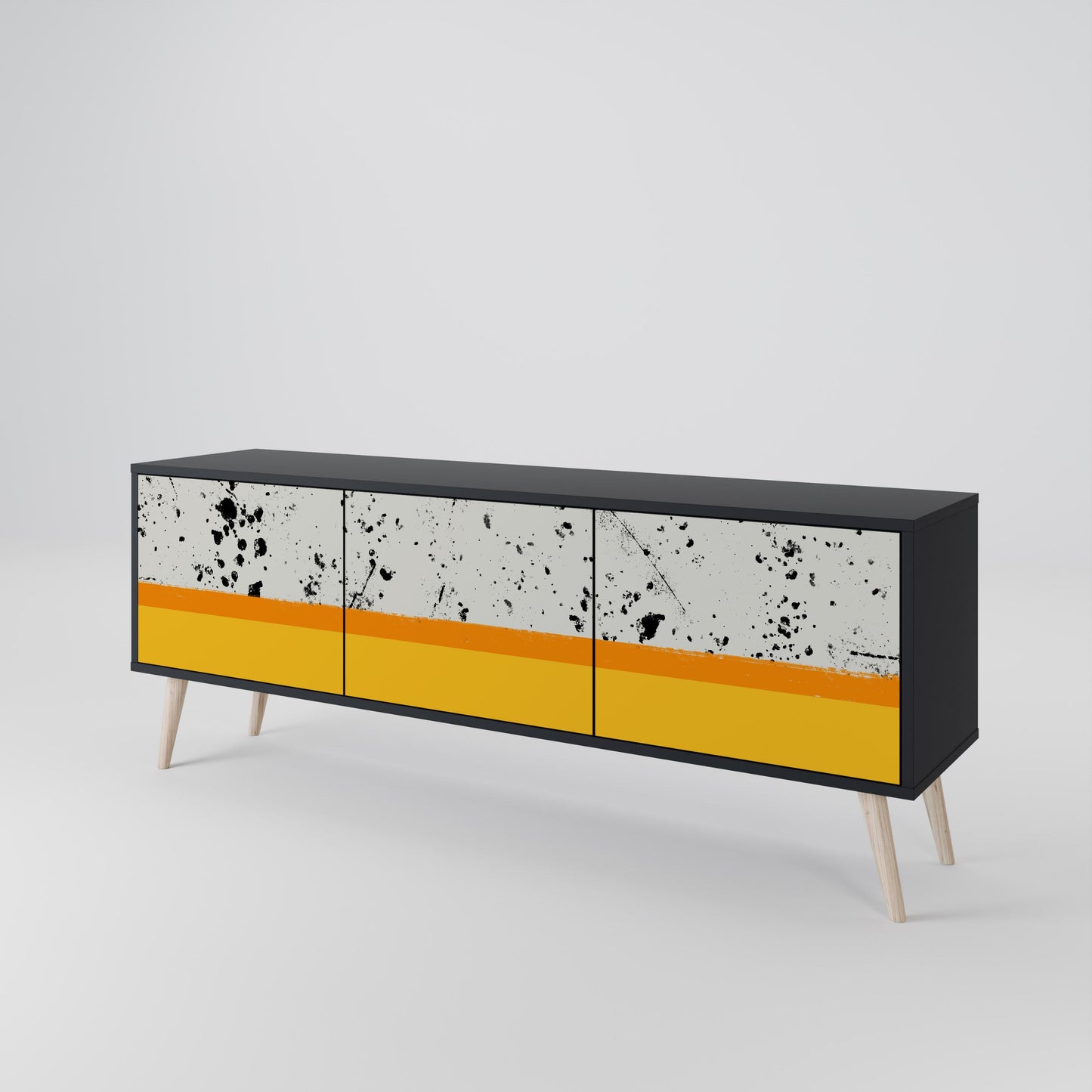 Mobile TV a 3 ante DYED BY ORANGE con finitura nera