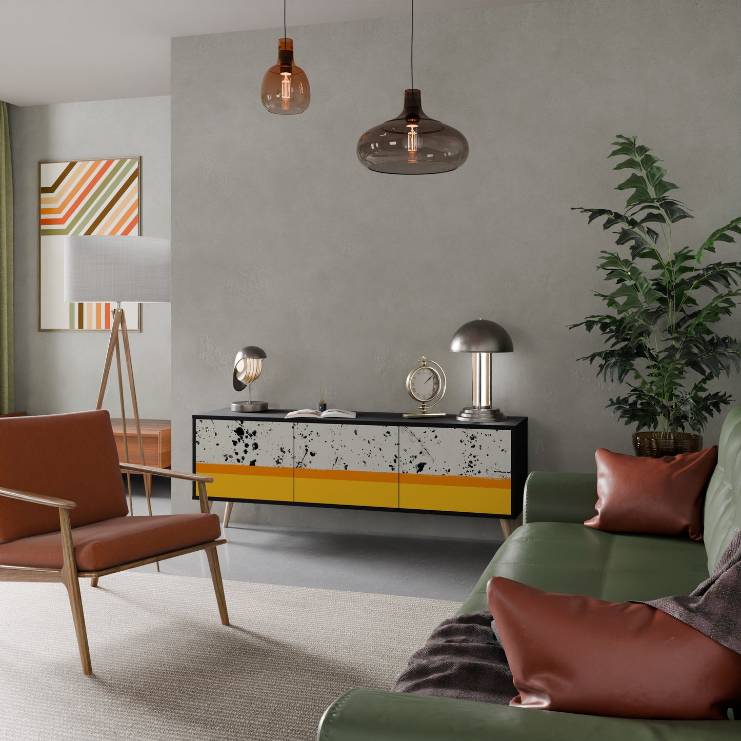 Mobile TV a 3 ante DYED BY ORANGE con finitura nera