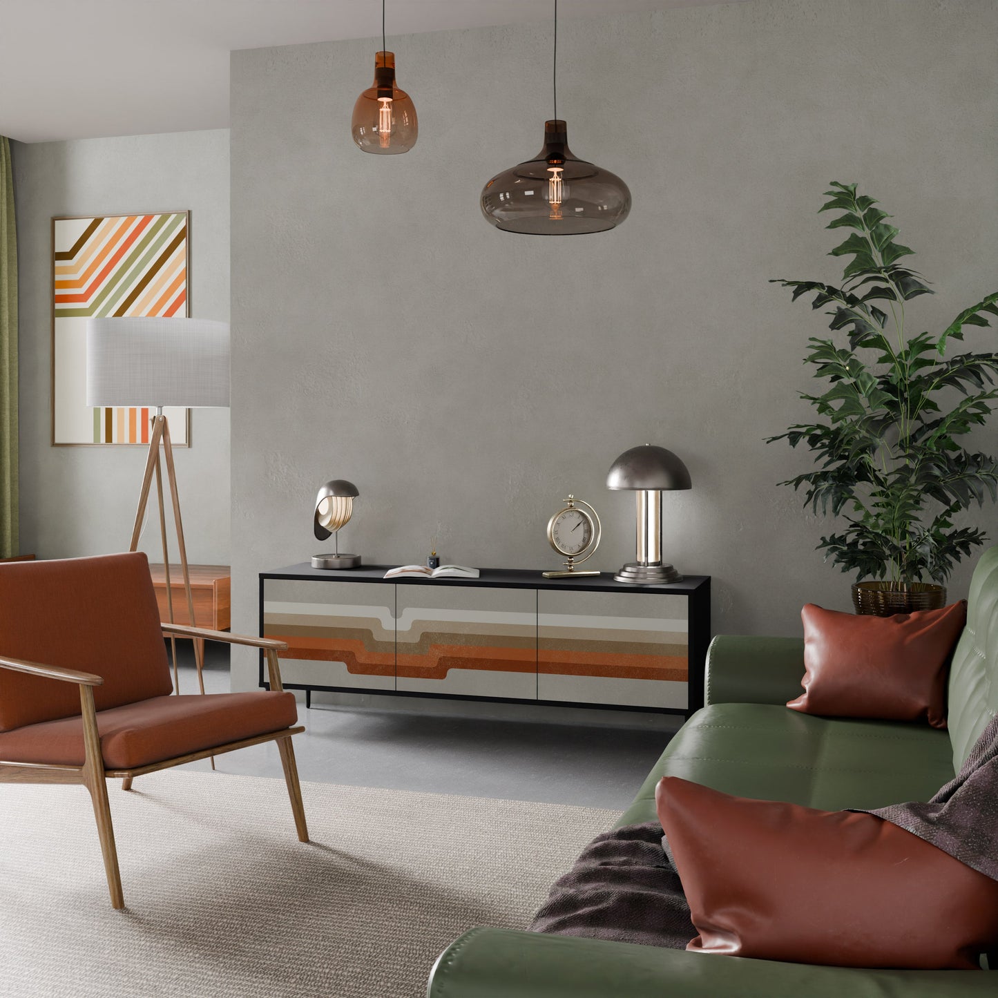 Mobile TV PECULIAR TRAIL a 3 ante con finitura nera
