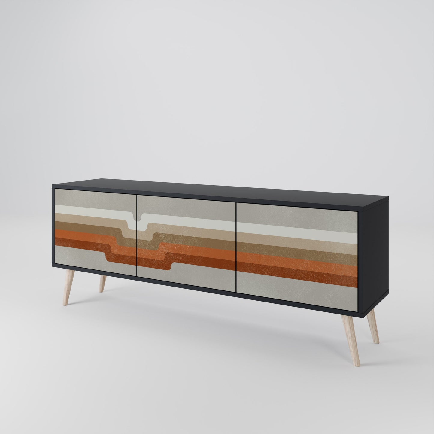 Mobile TV PECULIAR TRAIL a 3 ante con finitura nera