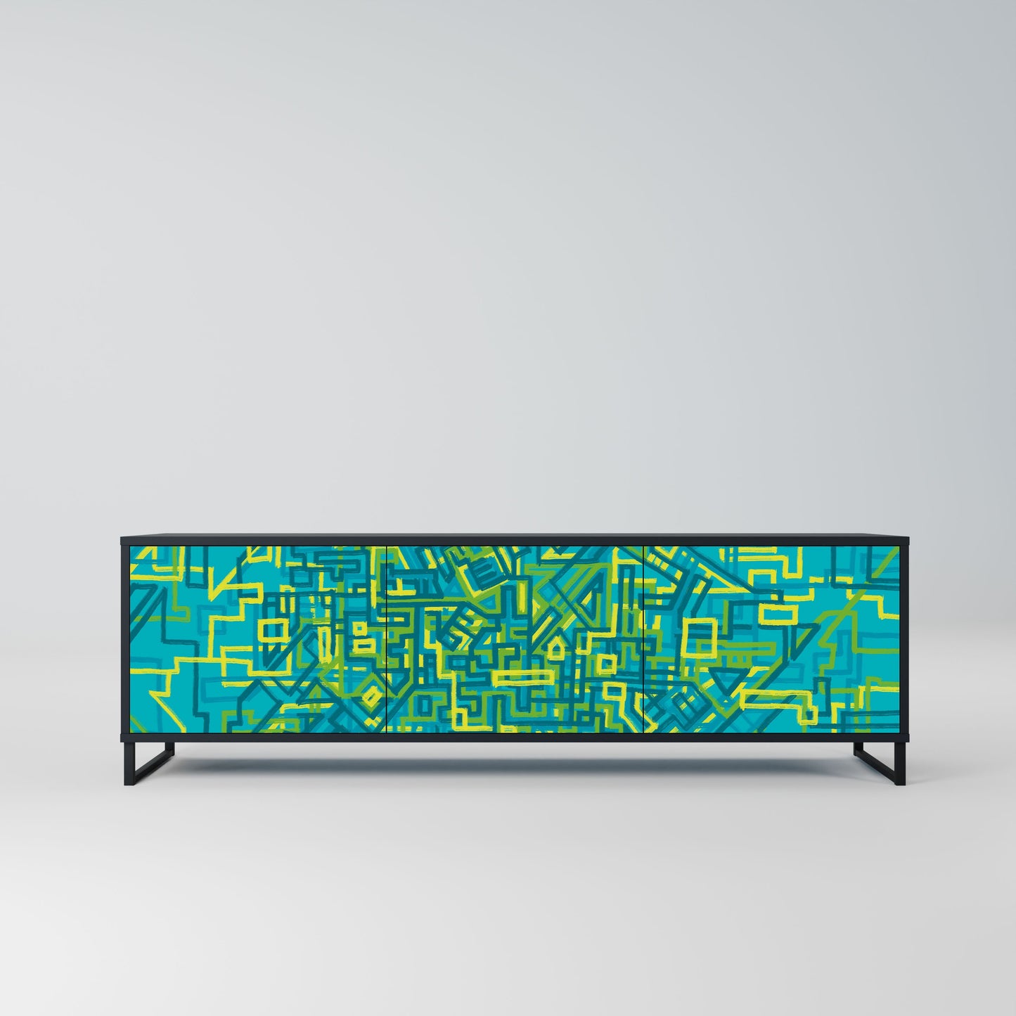 NOSTALGIC MEMORIES 3-Door TV Stand in Black Finish