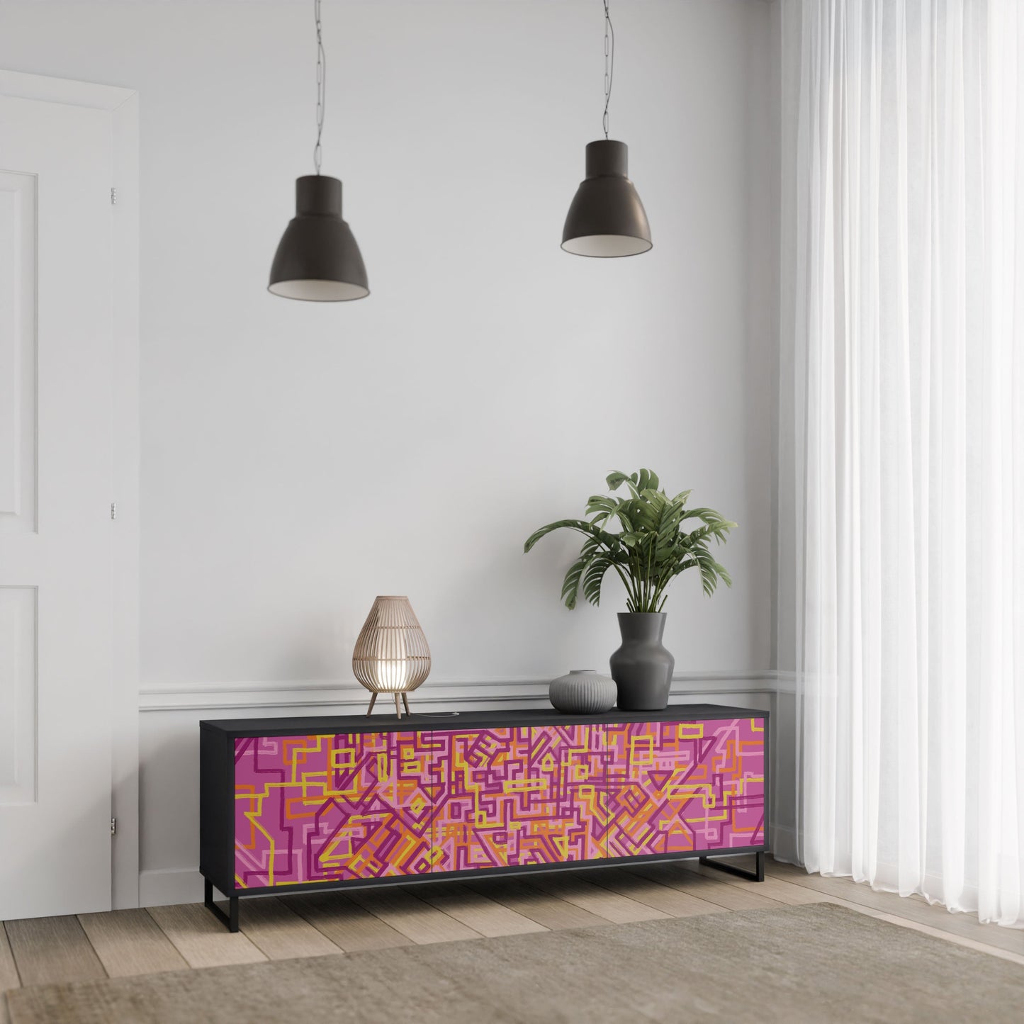 Mobile TV LOVELY MEMORIES a 3 ante con finitura nera