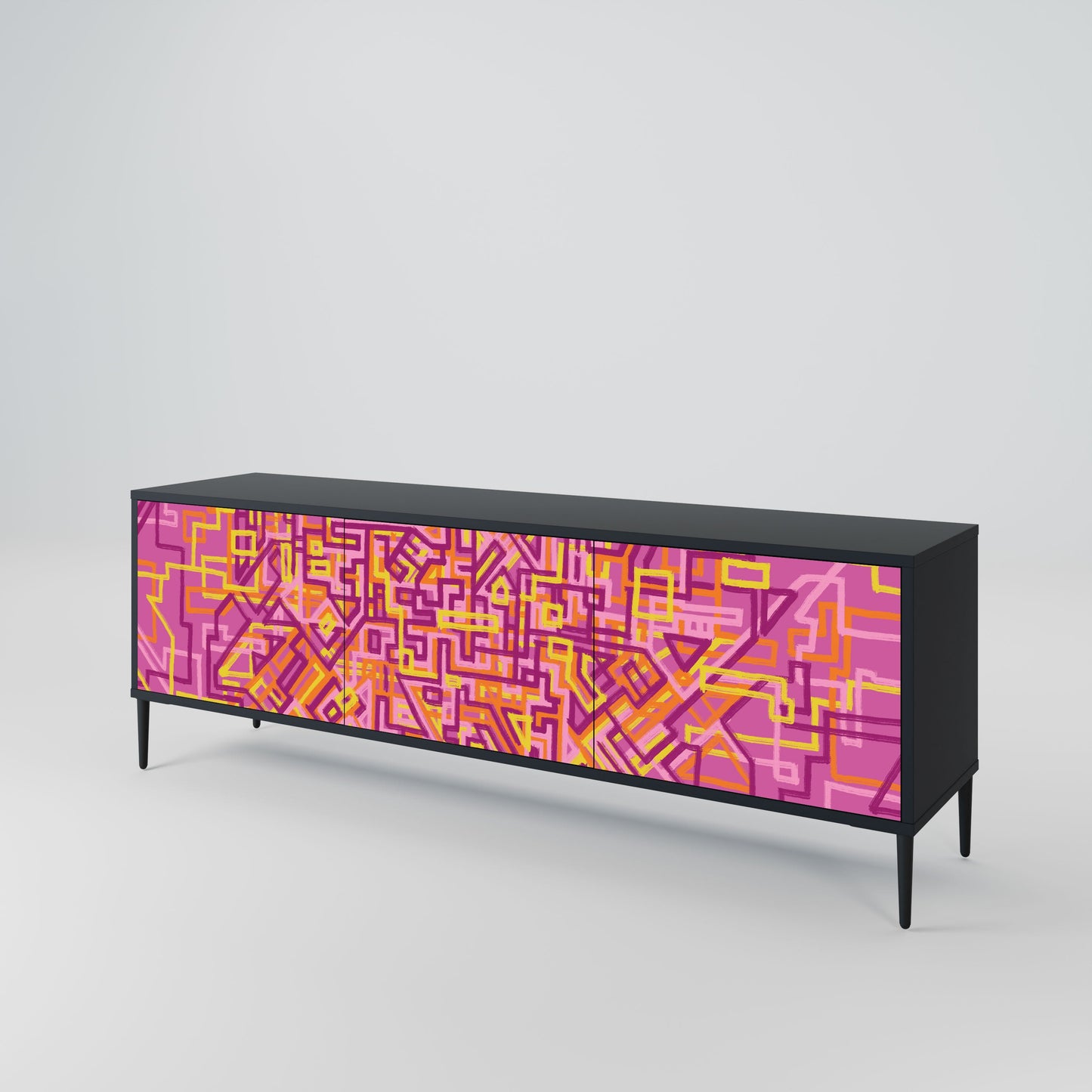 Mobile TV LOVELY MEMORIES a 3 ante con finitura nera