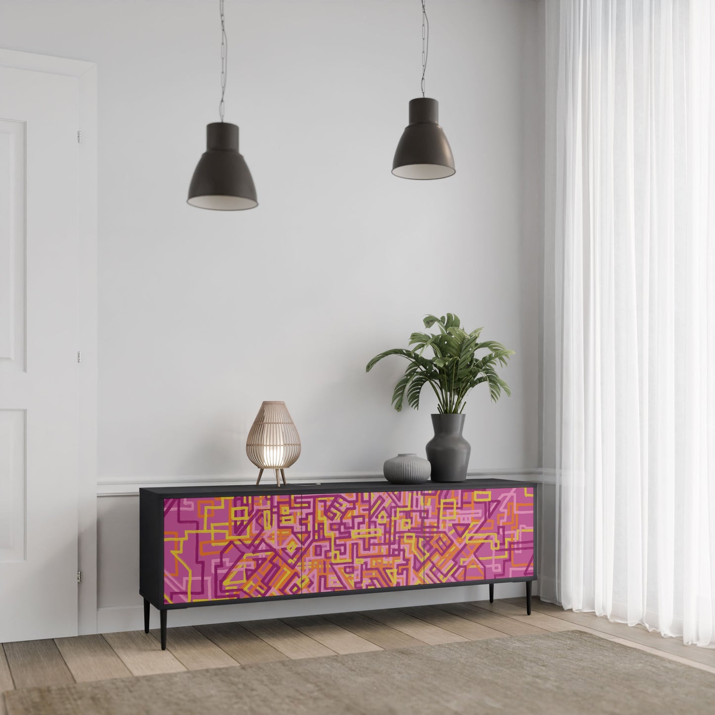 Mobile TV LOVELY MEMORIES a 3 ante con finitura nera