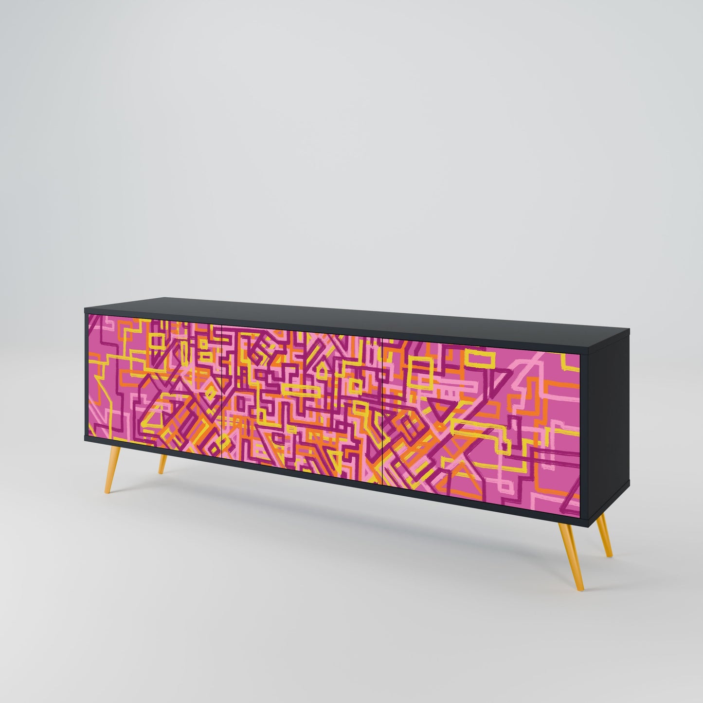 Mobile TV LOVELY MEMORIES a 3 ante con finitura nera