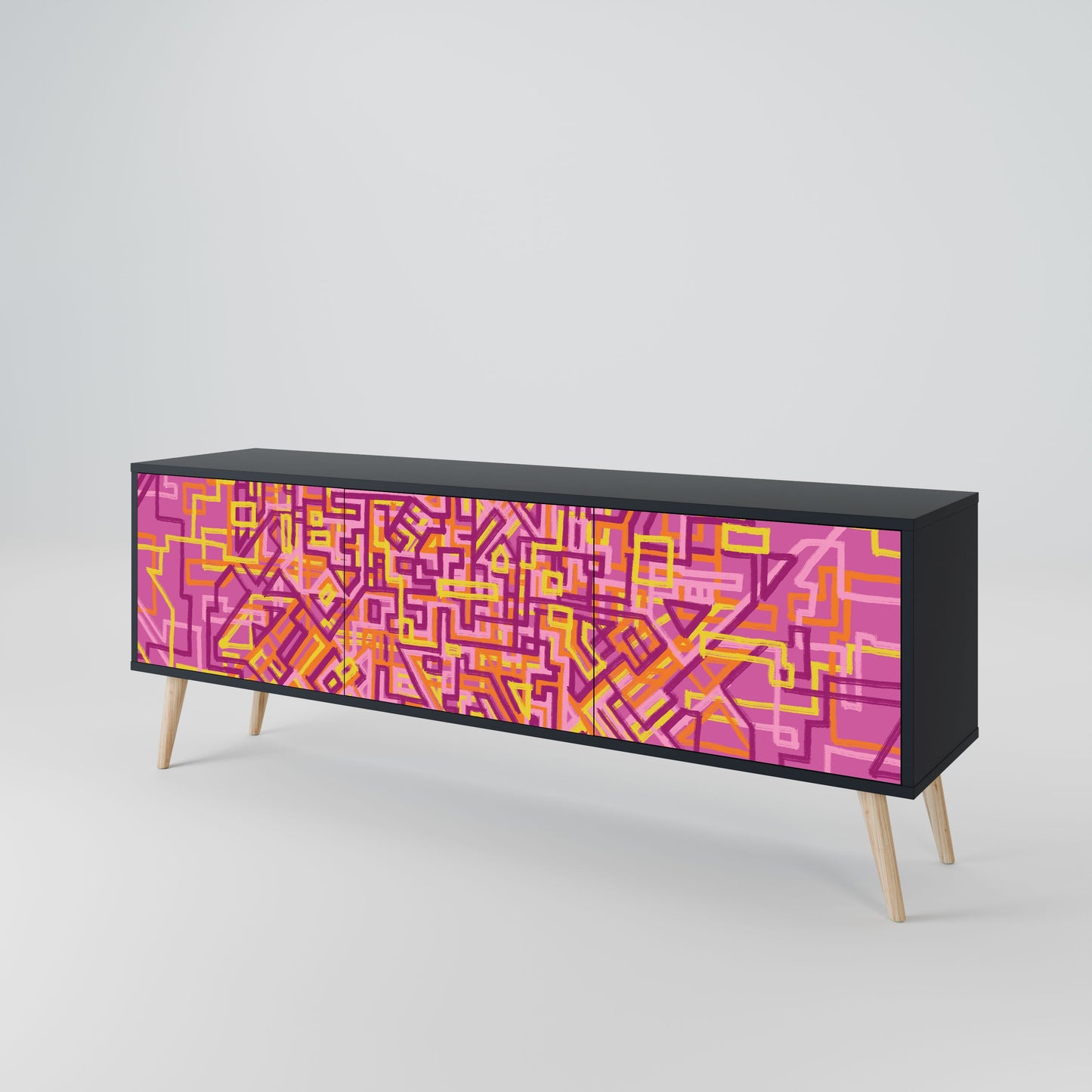 Mobile TV LOVELY MEMORIES a 3 ante con finitura nera