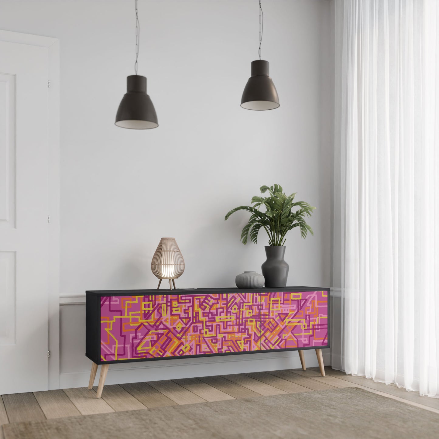Mobile TV LOVELY MEMORIES a 3 ante con finitura nera
