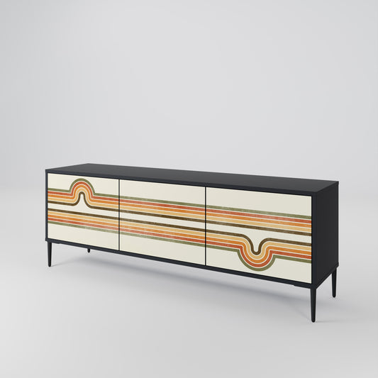 EXCEPTIONAL STREAM 3-Door TV Stand in Black Finish