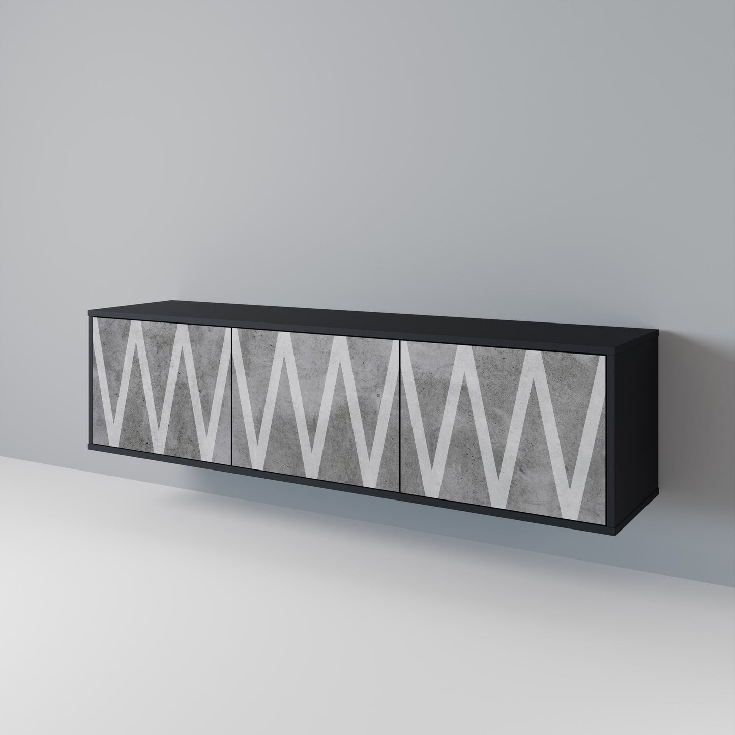 Mobile TV SOLID ZIG ZAG a 3 ante con finitura nera