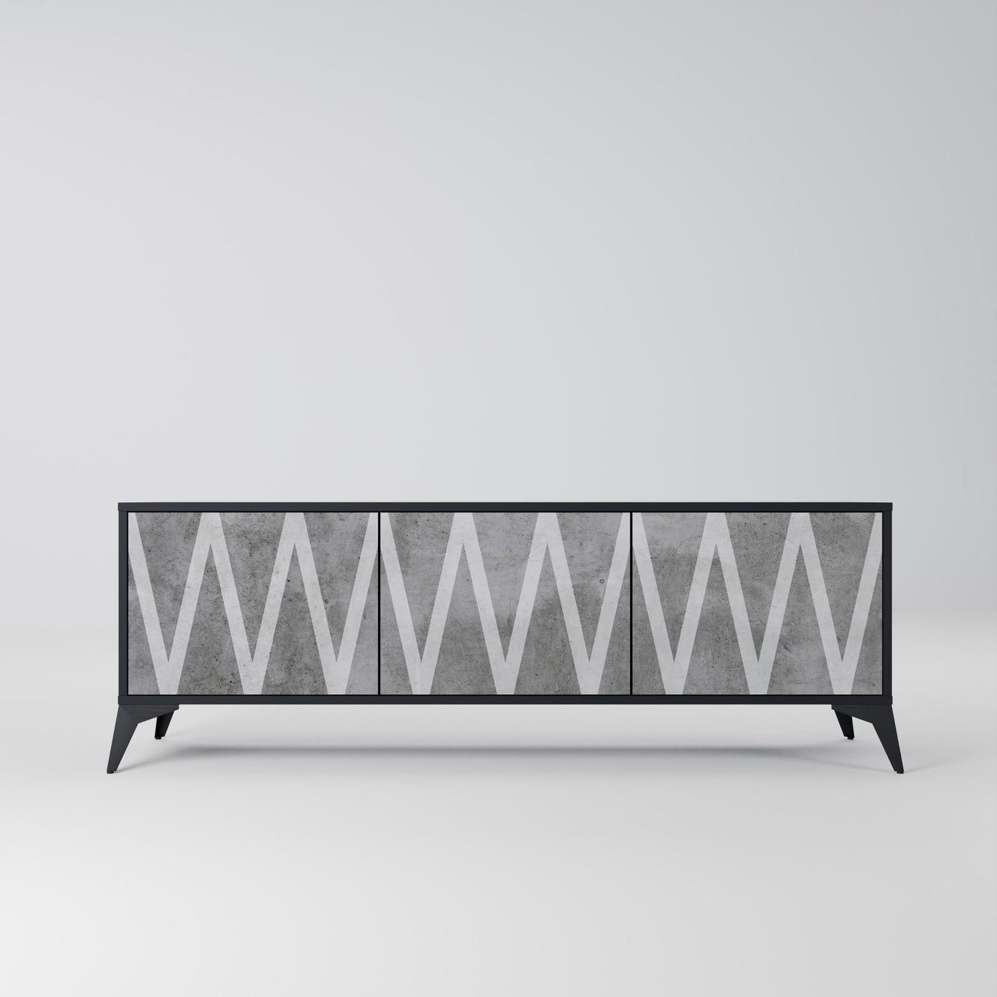 Mobile TV SOLID ZIG ZAG a 3 ante con finitura nera