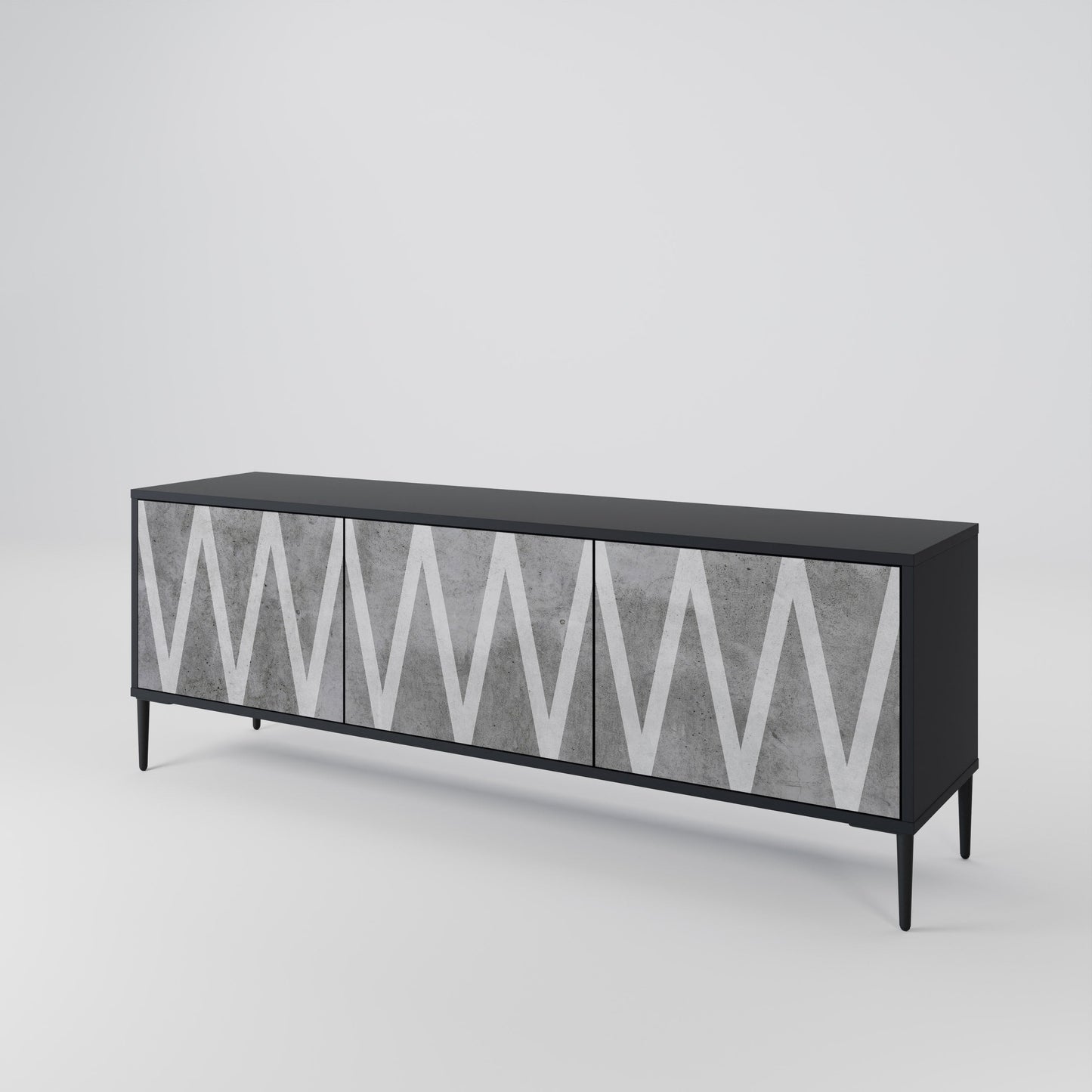 Mobile TV SOLID ZIG ZAG a 3 ante con finitura nera