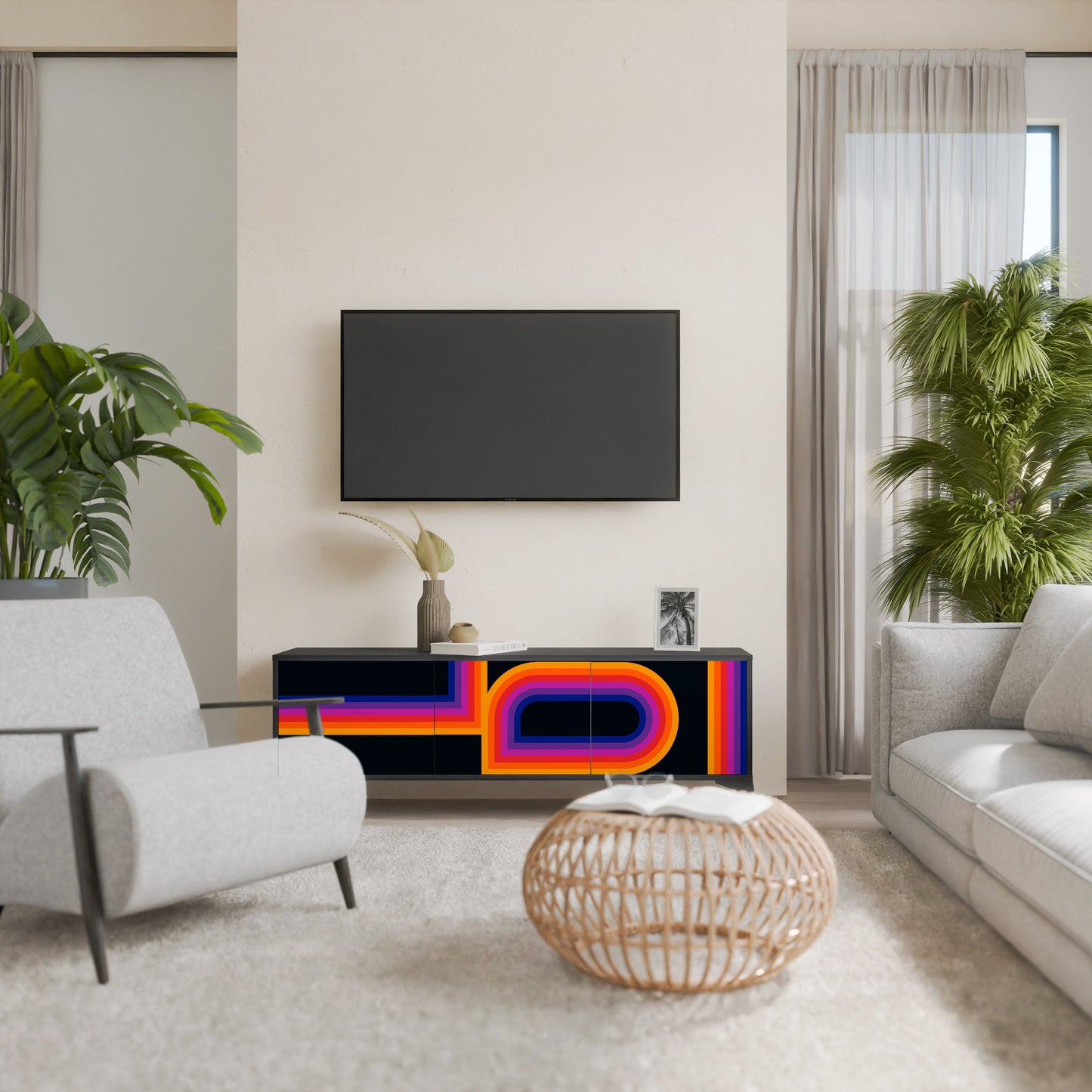 Mobile TV a 3 ante BLINDATE BY THE LIGHTS in finitura nera