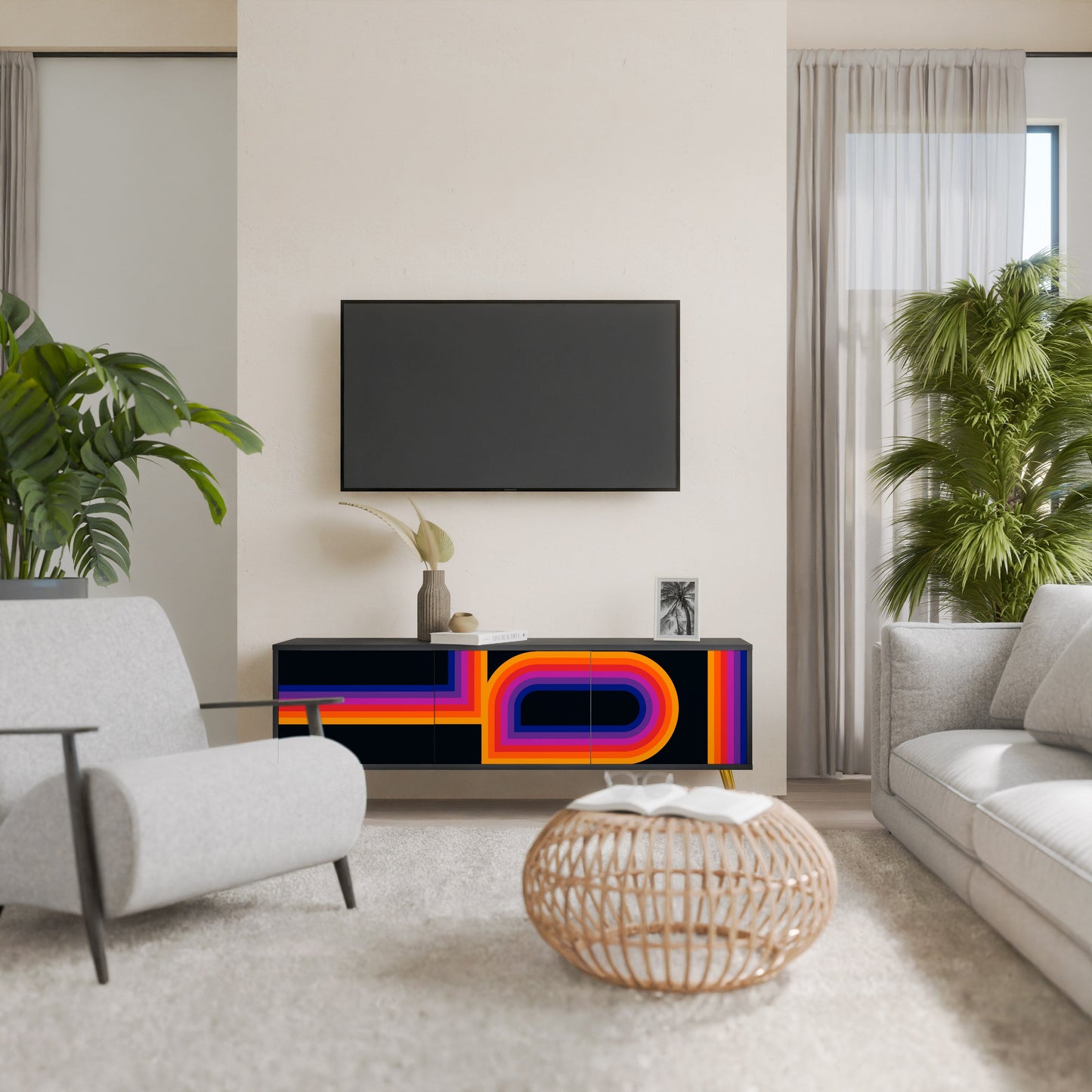 Mobile TV a 3 ante BLINDATE BY THE LIGHTS in finitura nera