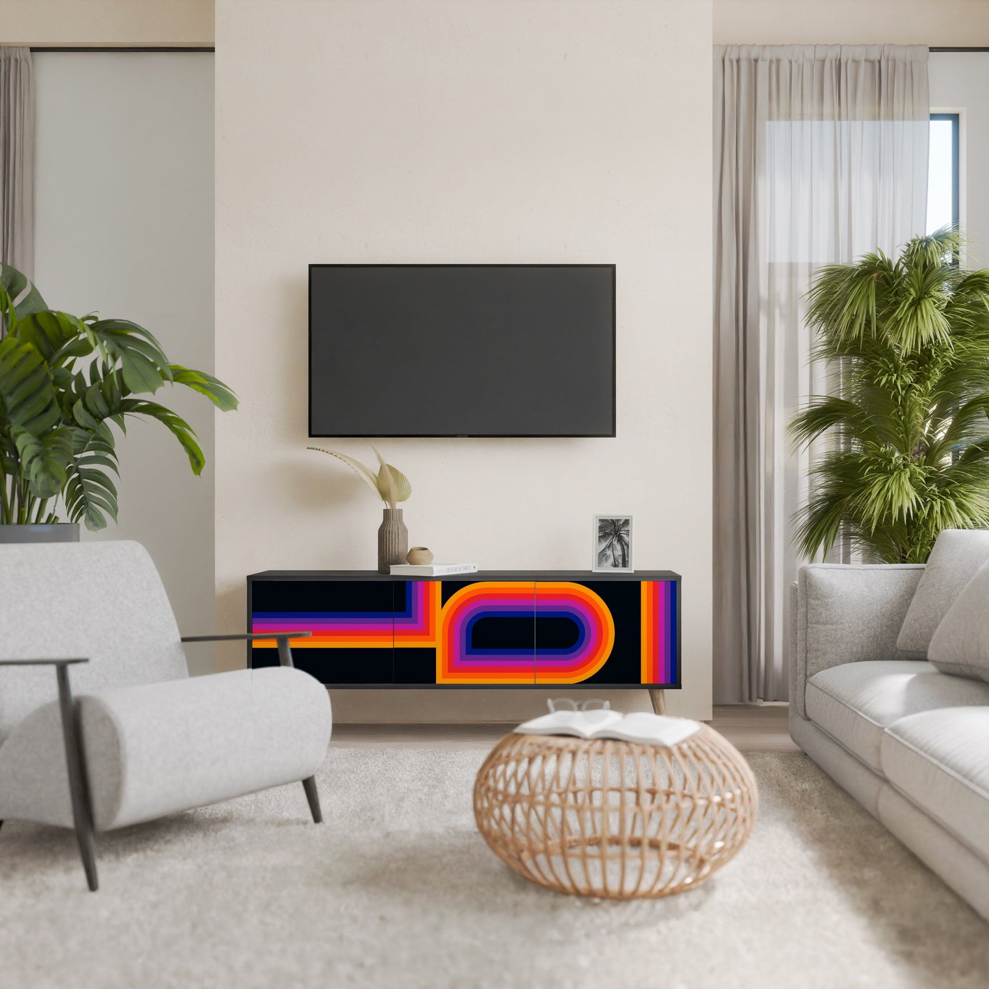 Mobile TV a 3 ante BLINDATE BY THE LIGHTS in finitura nera