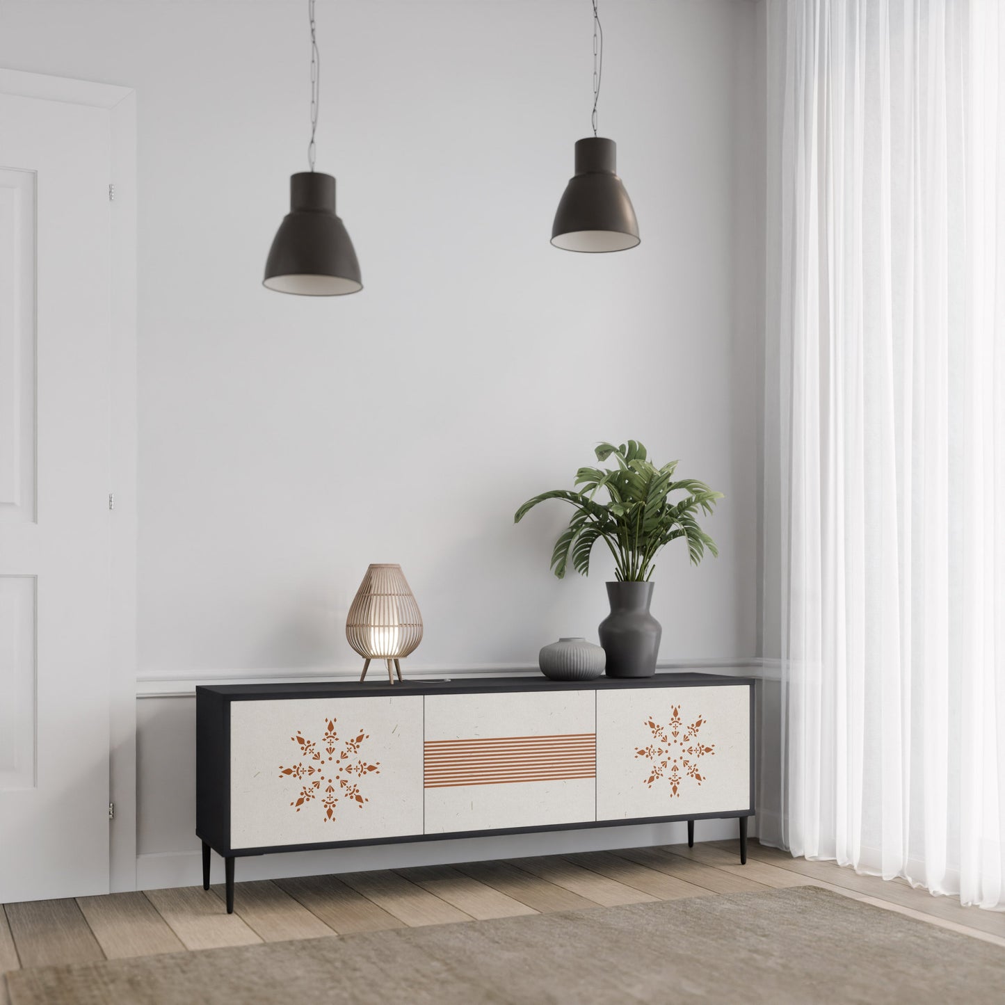 Mobile TV DAILY HARMONY a 3 ante con finitura nera