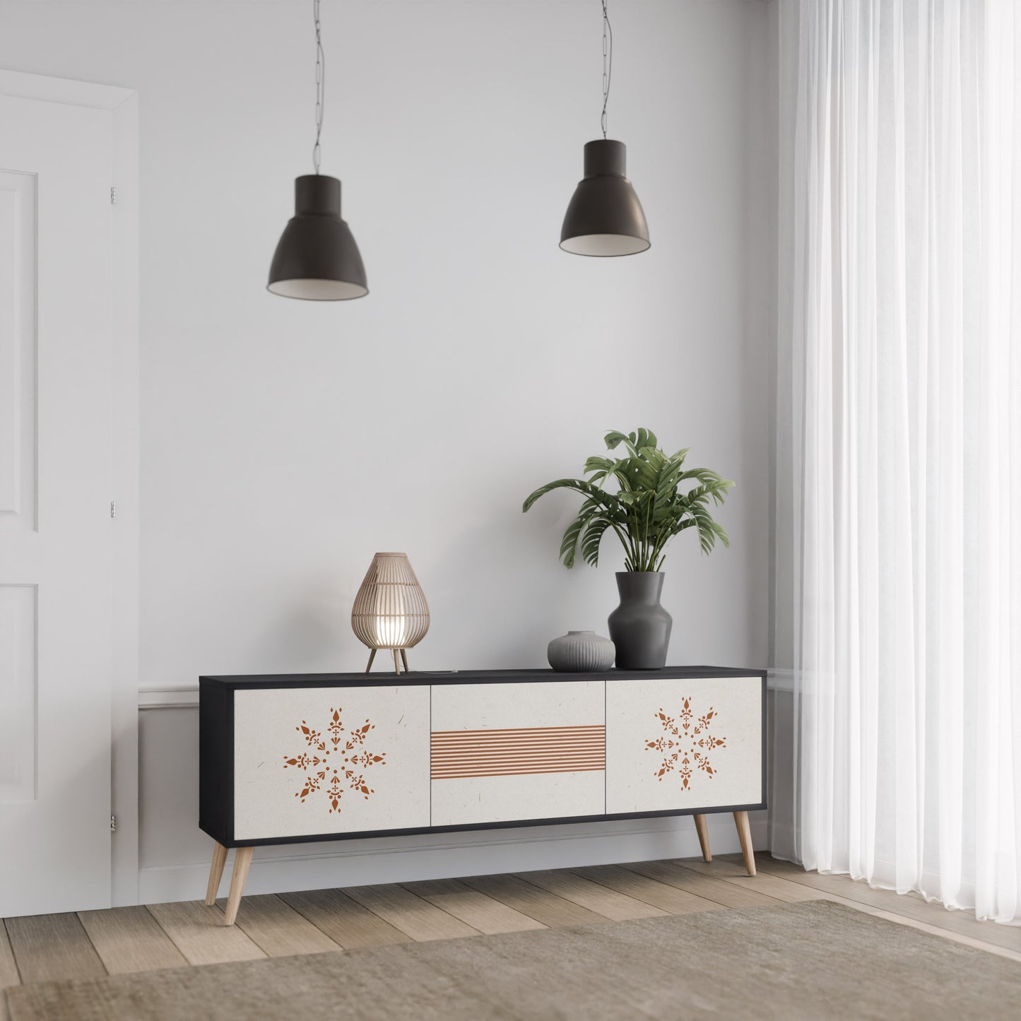 Mobile TV DAILY HARMONY a 3 ante con finitura nera