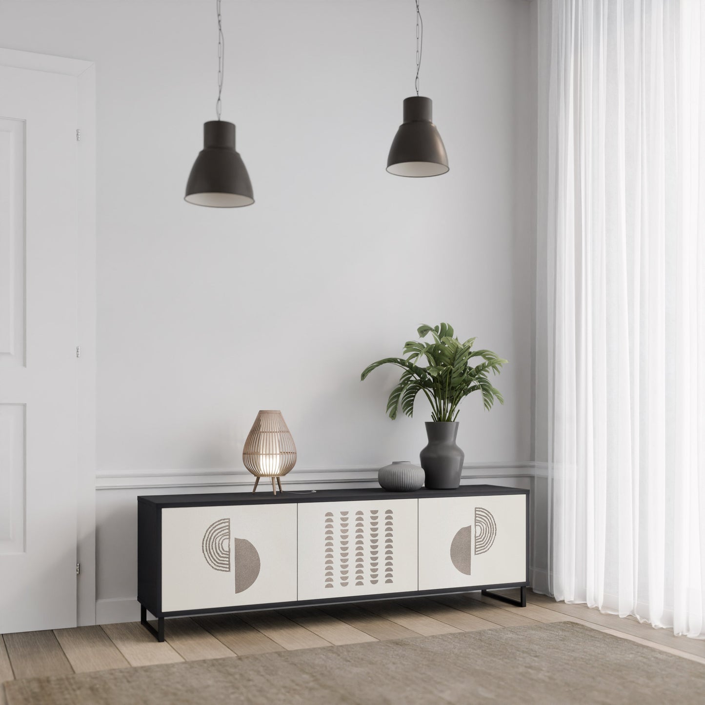 Mobile TV HARMONY ESSENCE a 3 ante in finitura nera