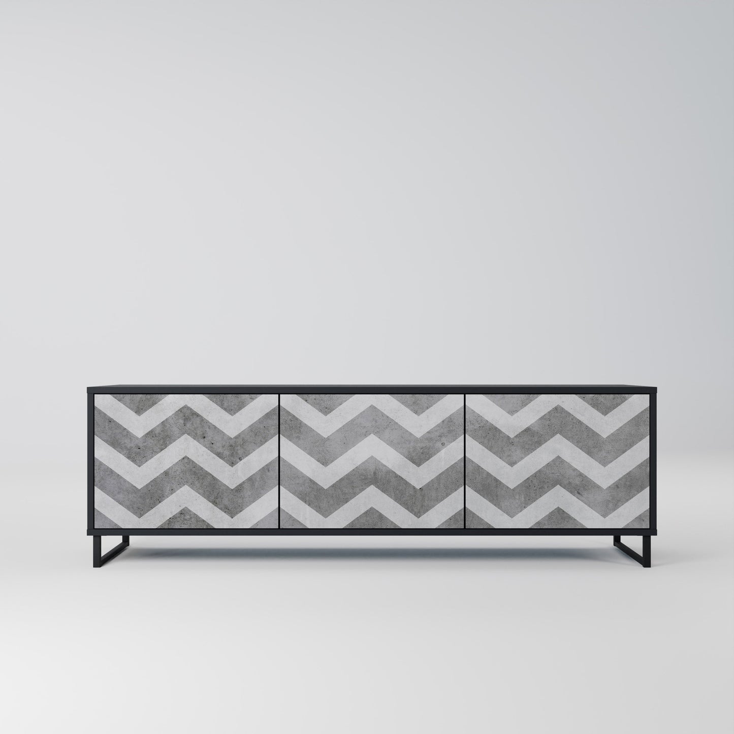 Mobile TV TOUGH ZIG ZAG a 3 ante con finitura nera