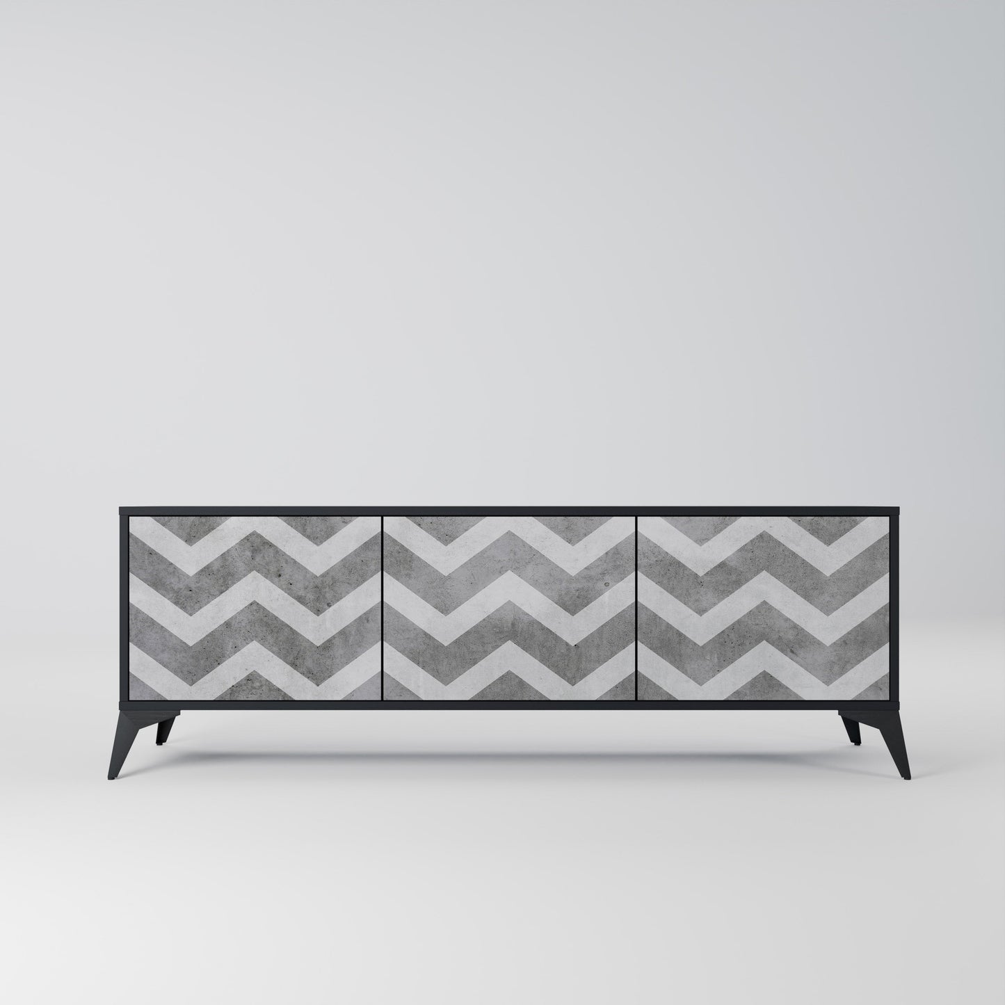 Mobile TV TOUGH ZIG ZAG a 3 ante con finitura nera