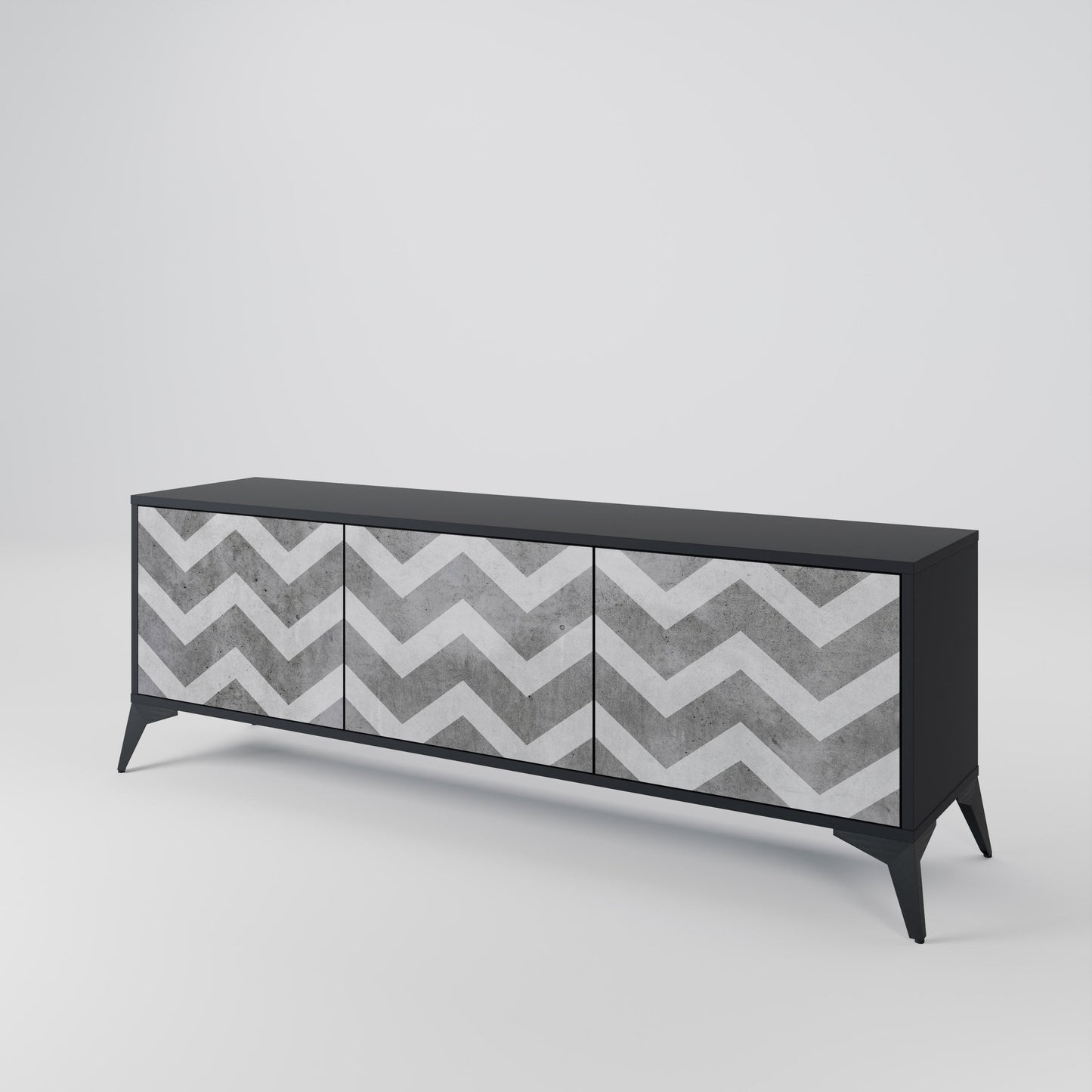 Mobile TV TOUGH ZIG ZAG a 3 ante con finitura nera