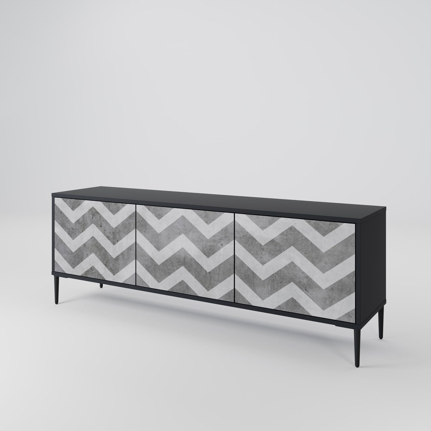 Mobile TV TOUGH ZIG ZAG a 3 ante con finitura nera