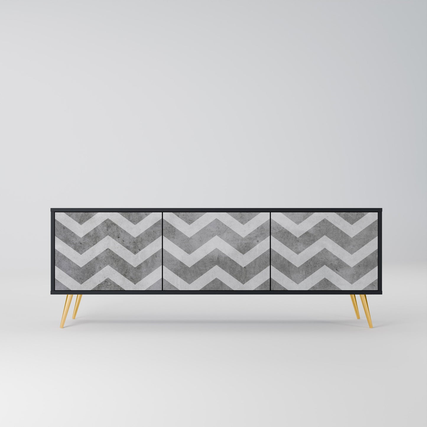 Mobile TV TOUGH ZIG ZAG a 3 ante con finitura nera