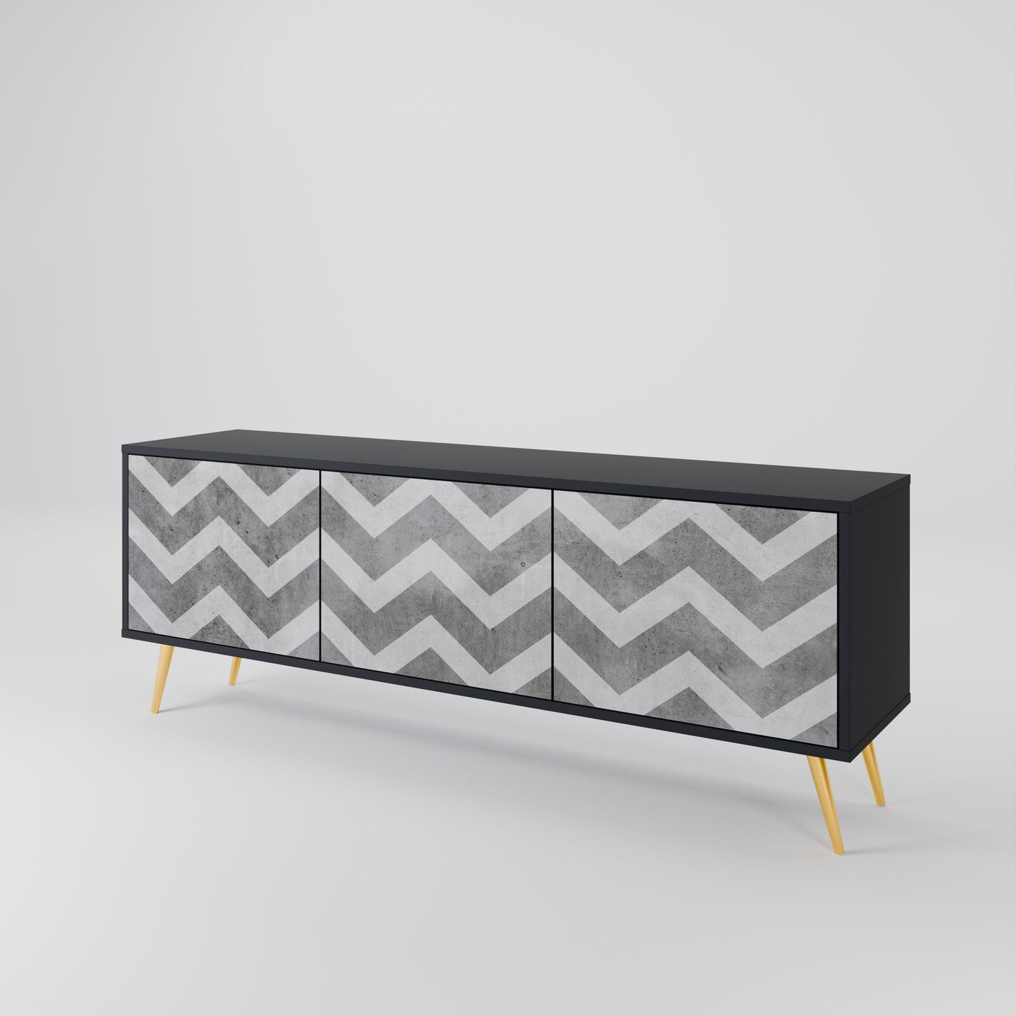 Mobile TV TOUGH ZIG ZAG a 3 ante con finitura nera