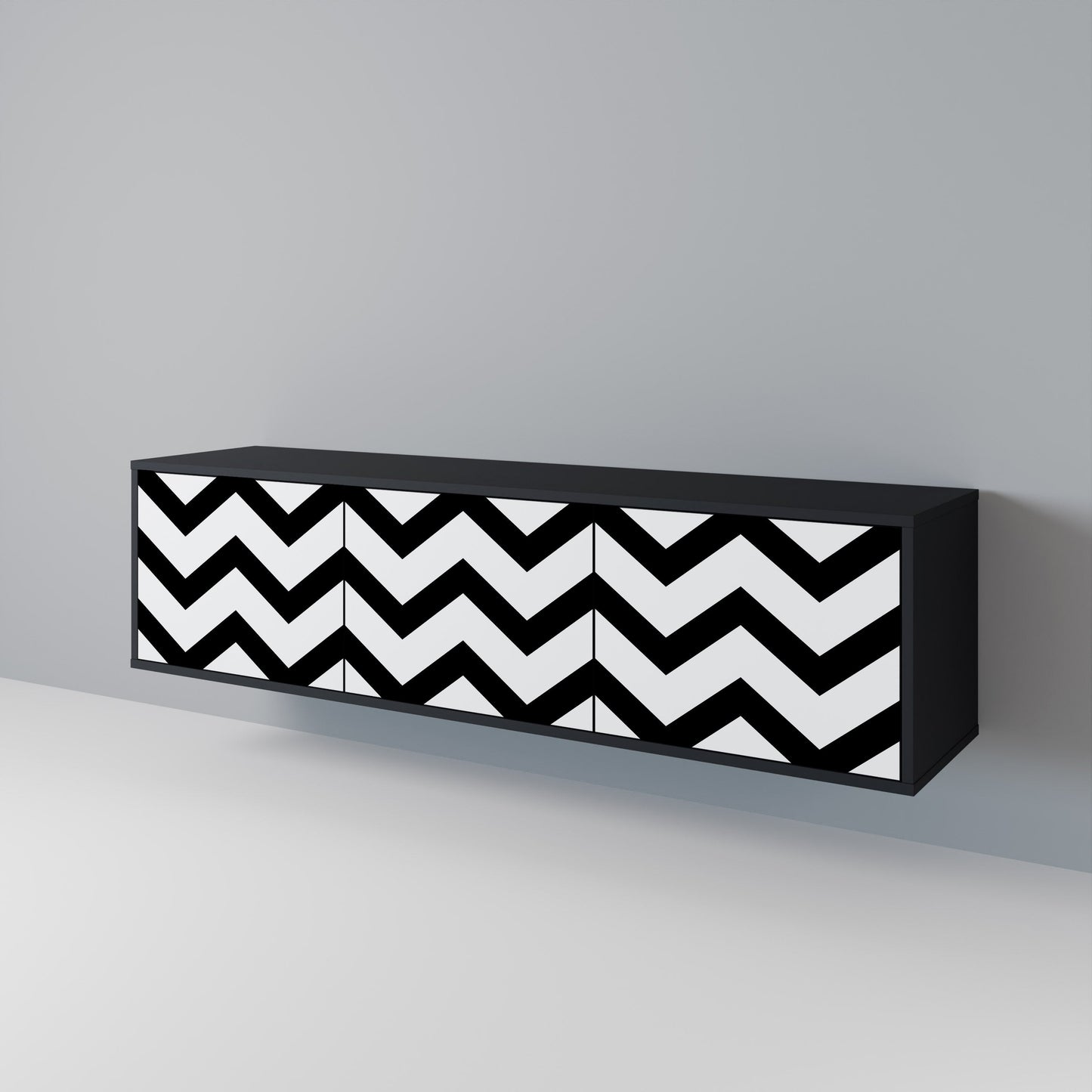 Mobile TV CLASSIC ZIG ZAG a 3 ante con finitura nera