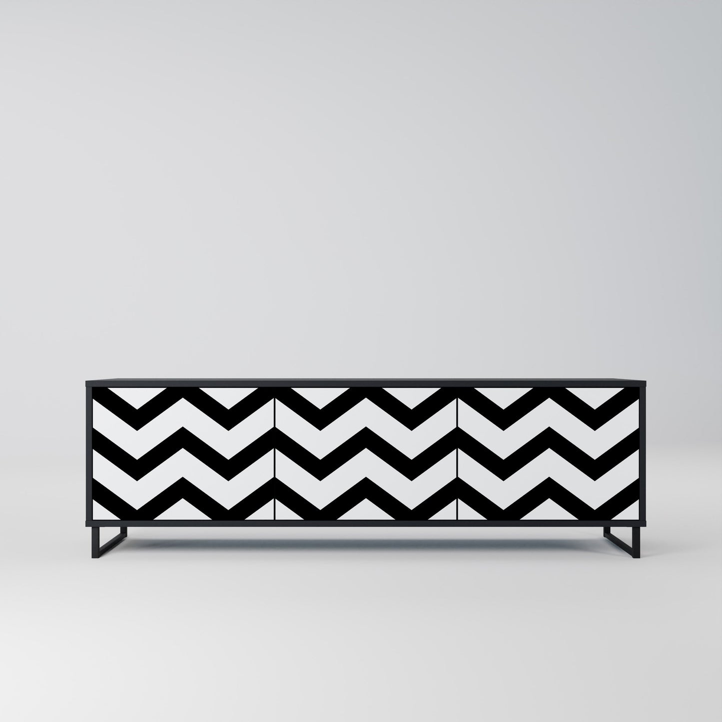 Mobile TV CLASSIC ZIG ZAG a 3 ante con finitura nera