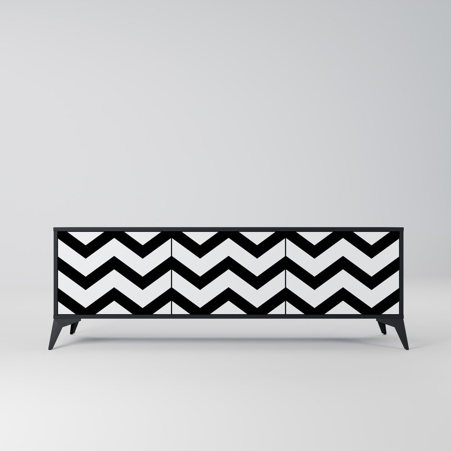 Mobile TV CLASSIC ZIG ZAG a 3 ante con finitura nera