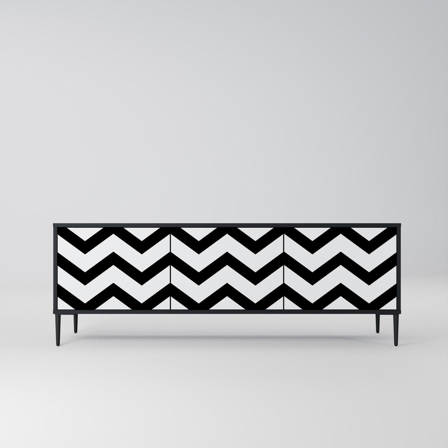 Mobile TV CLASSIC ZIG ZAG a 3 ante con finitura nera