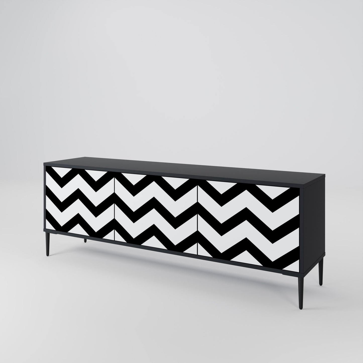 Mobile TV CLASSIC ZIG ZAG a 3 ante con finitura nera