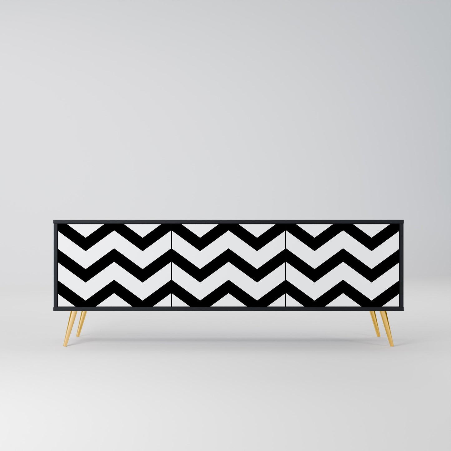 Mobile TV CLASSIC ZIG ZAG a 3 ante con finitura nera