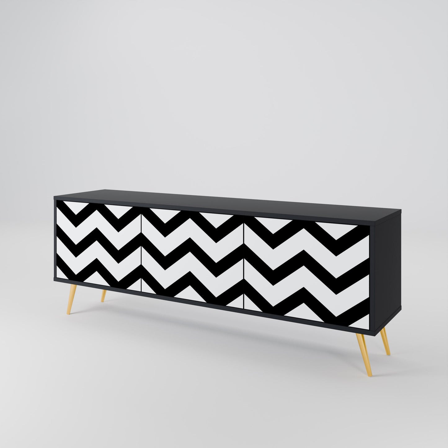 Mobile TV CLASSIC ZIG ZAG a 3 ante con finitura nera