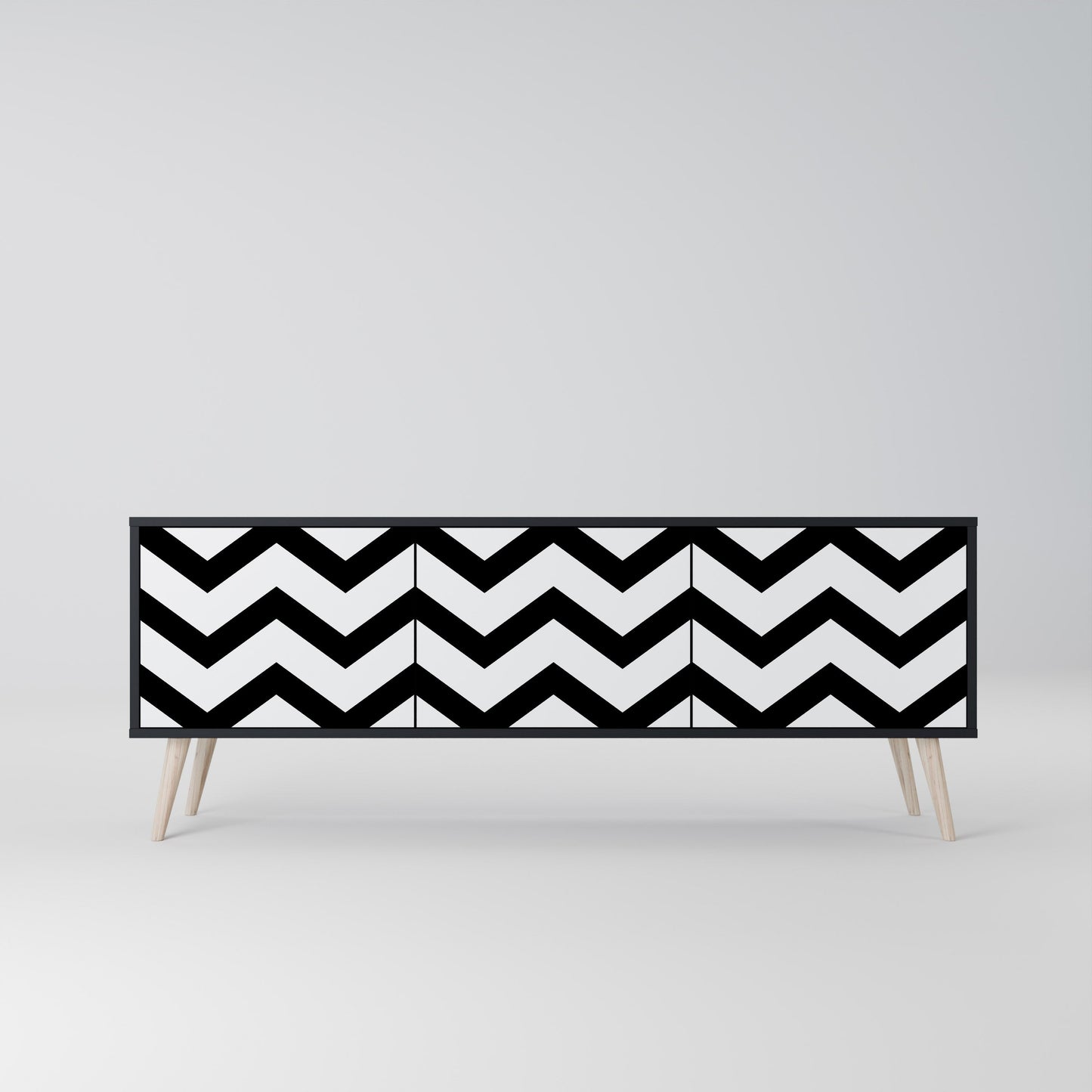Mobile TV CLASSIC ZIG ZAG a 3 ante con finitura nera